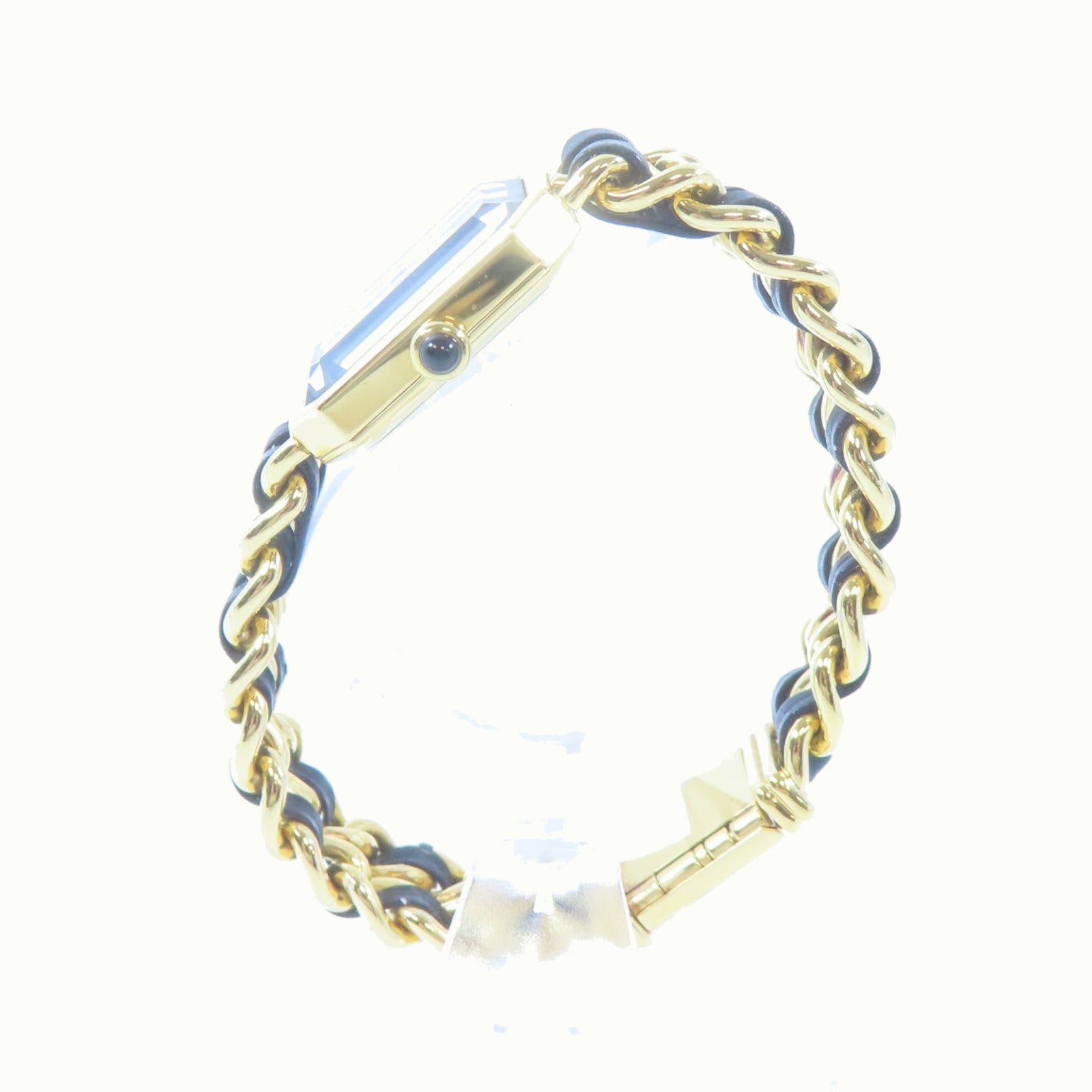 CHANEL Premiere M鍍金/皮革手錶石英機芯黑色#15cm