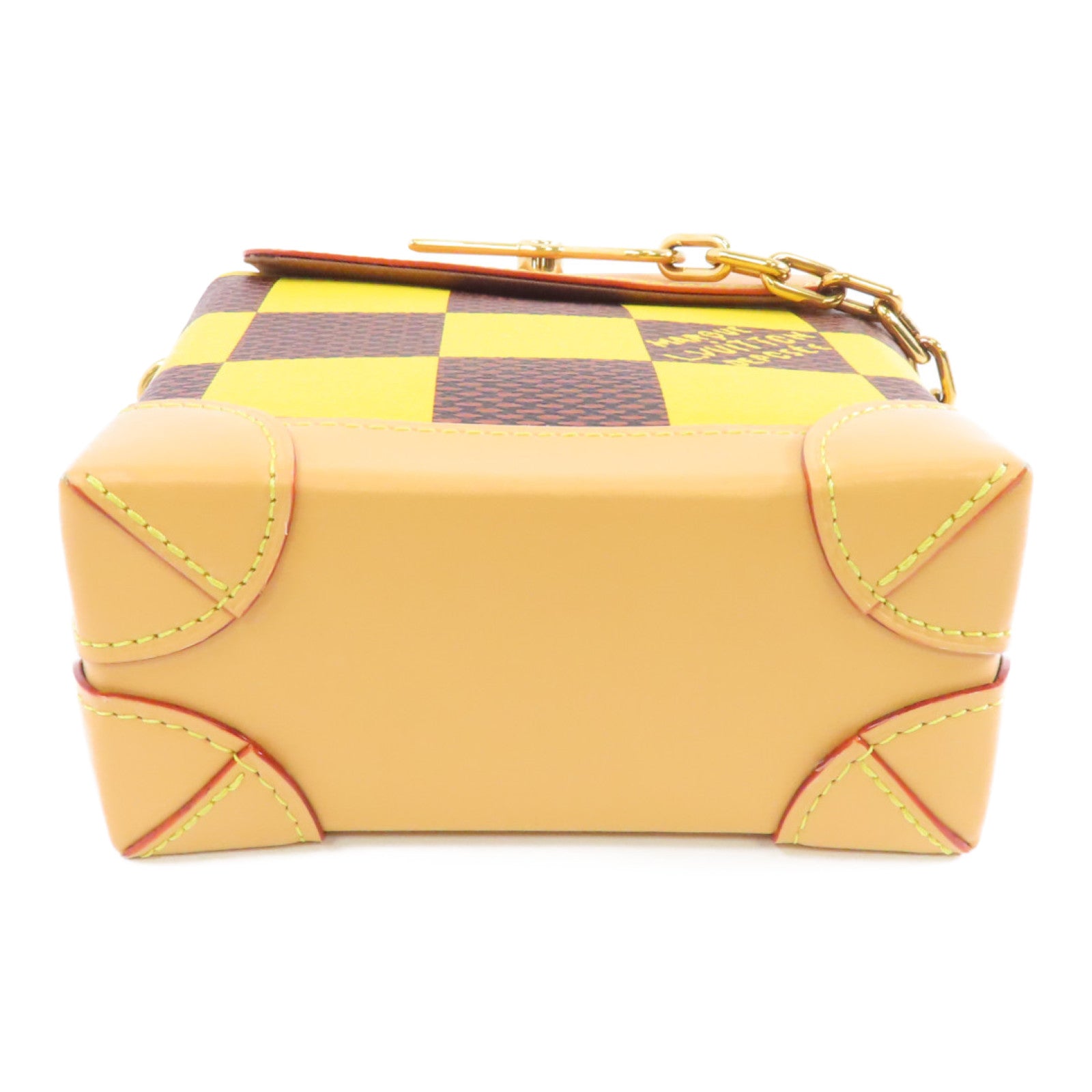 LOUIS VUITTON Damier Pop Nano Steamer金扣手挽肩背兩用袋黃色