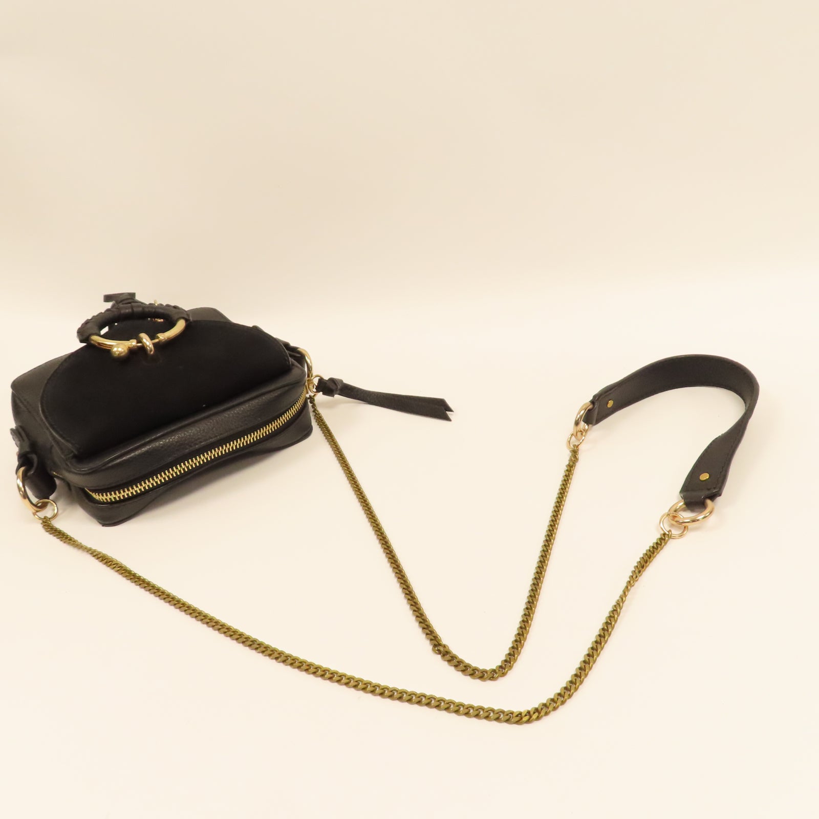 SEE BY CHLOE 【激減優惠】牛皮皮革Shoulder Bag金扣鏈帶肩背袋黑色