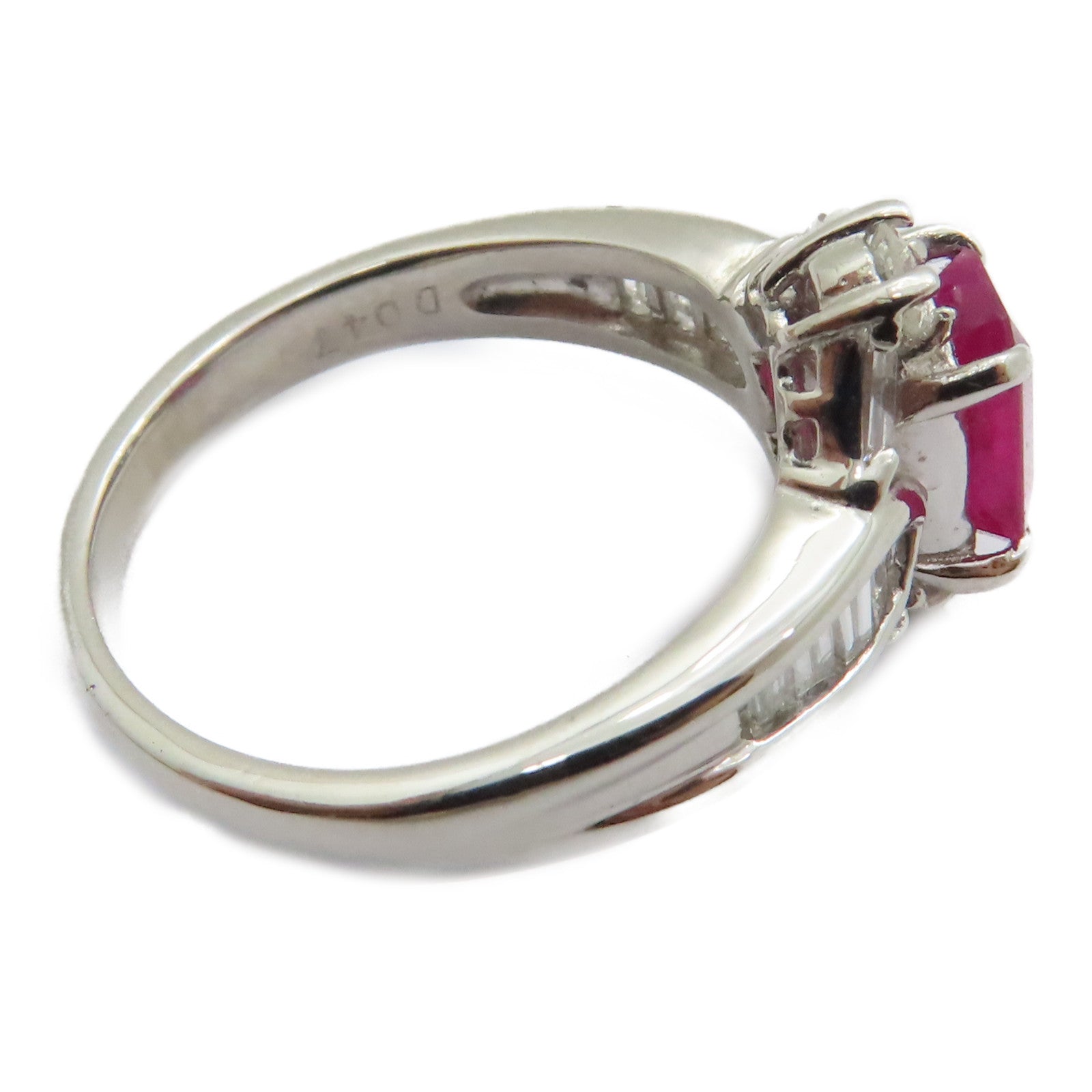 JEWELRY 【激減優惠】PT900鉑金Ruby Diamond Ring 1.11ct紅寶石/0.47ct鑽石戒指US#6.25