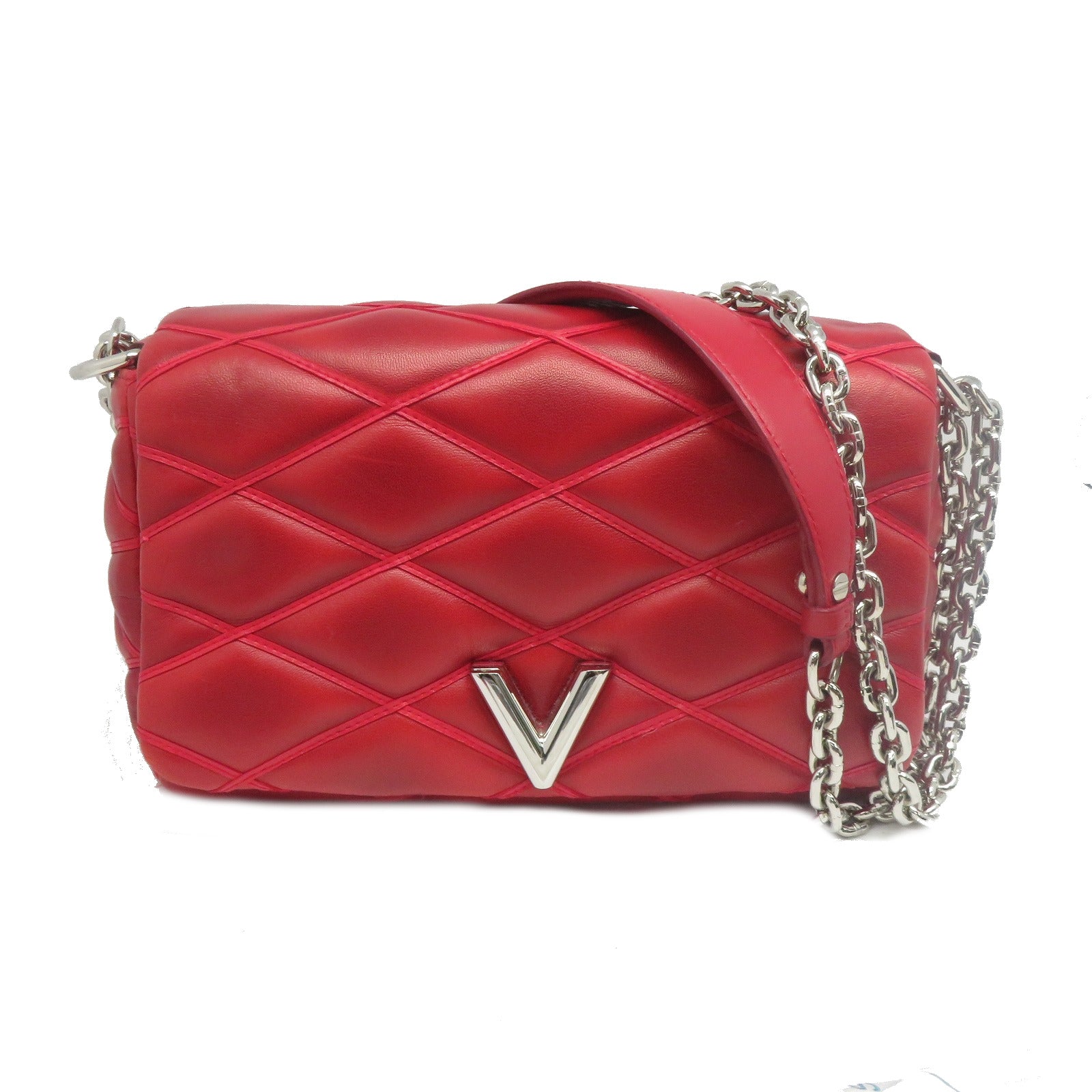 LOUIS VUITTON **【清倉大減價】Malletage Go-14 PM銀扣鏈帶肩背袋紅色