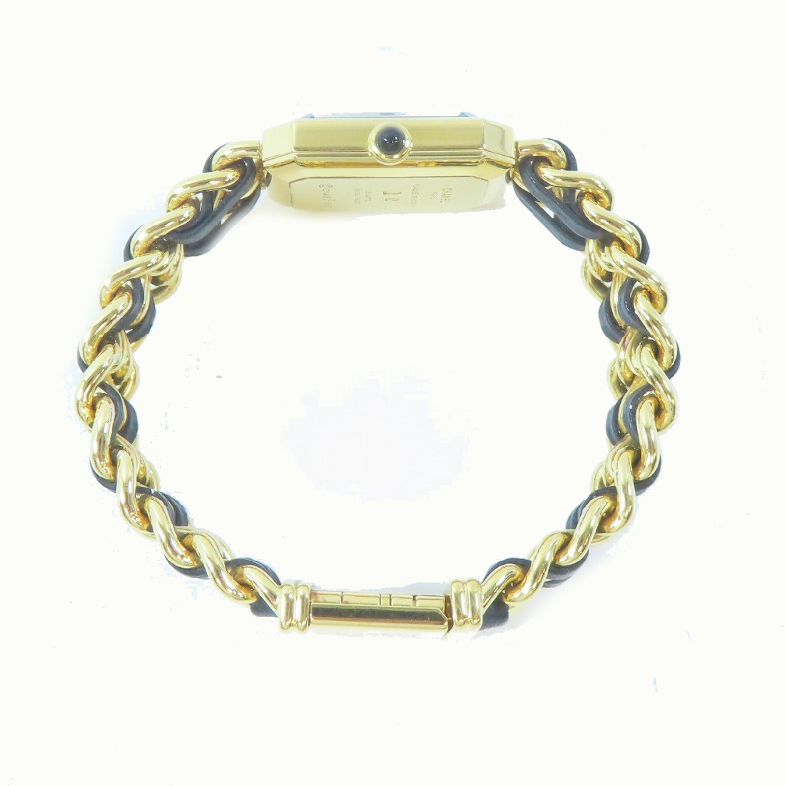 CHANEL Premiere M鍍金/皮革手錶石英機芯黑色#15cm