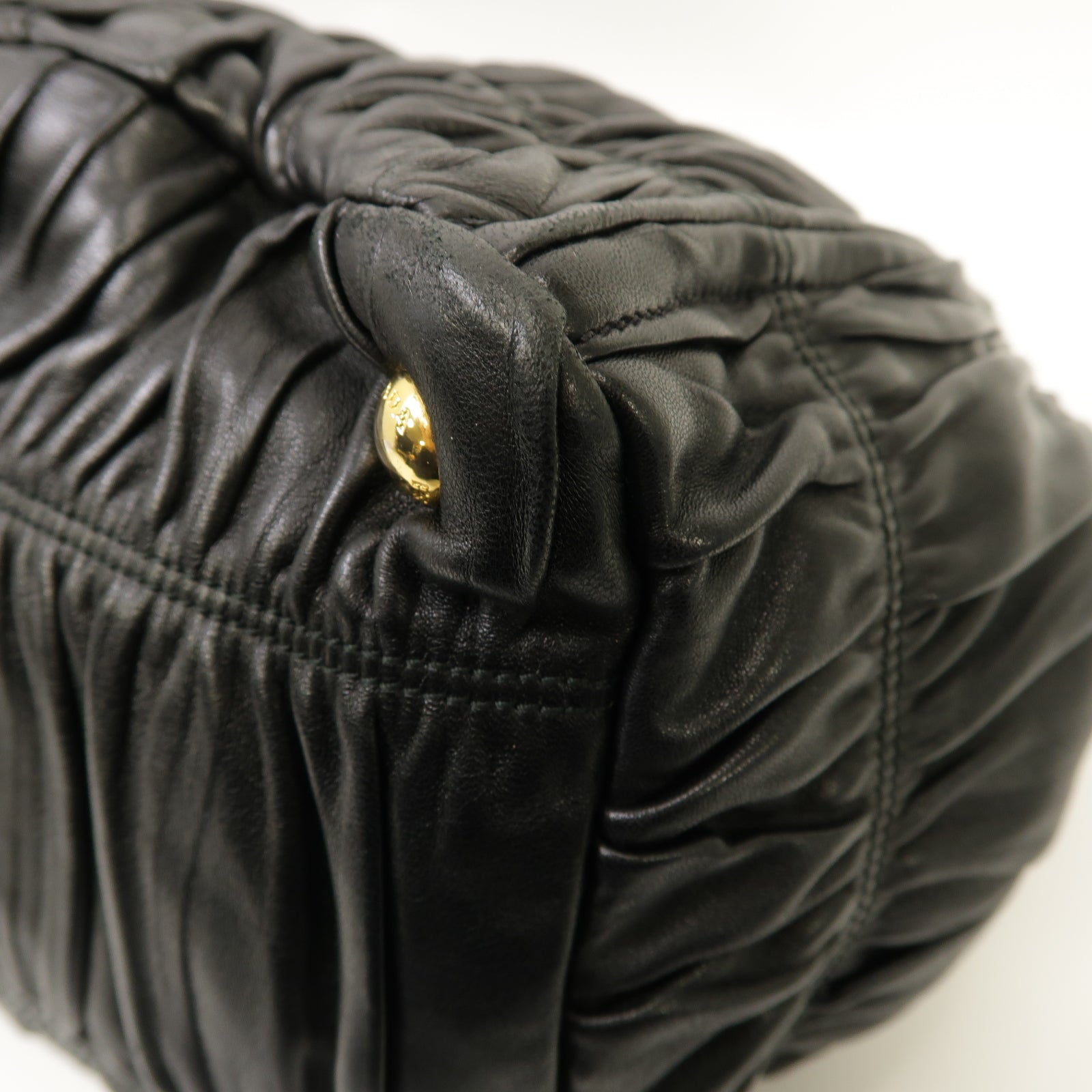 PRADA 牛皮皮革2way Shoulder Bag金扣手挽肩背兩用袋黒色