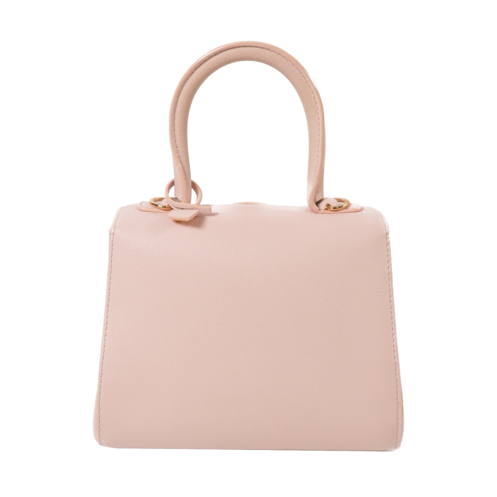 Delvaux 牛皮皮革Mini Brillant金扣手挽肩背兩用袋粉紅色