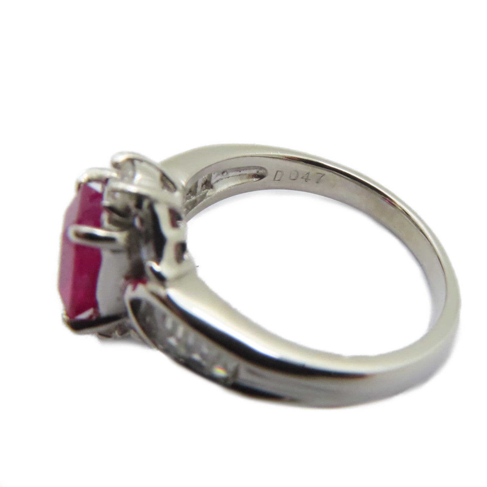 JEWELRY 【激減優惠】PT900鉑金Ruby Diamond Ring 1.11ct紅寶石/0.47ct鑽石戒指US#6.25