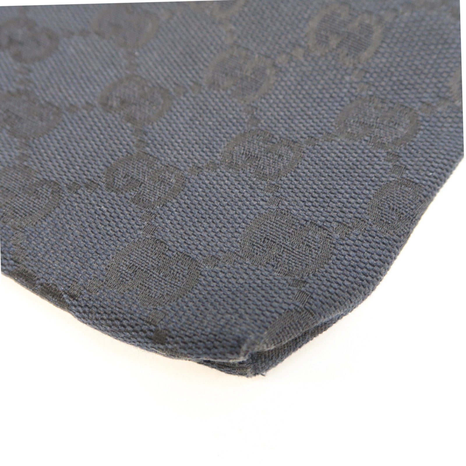 GUCCI 帆布/皮革Waist Bag銀扣腰包深藍色/黑色
