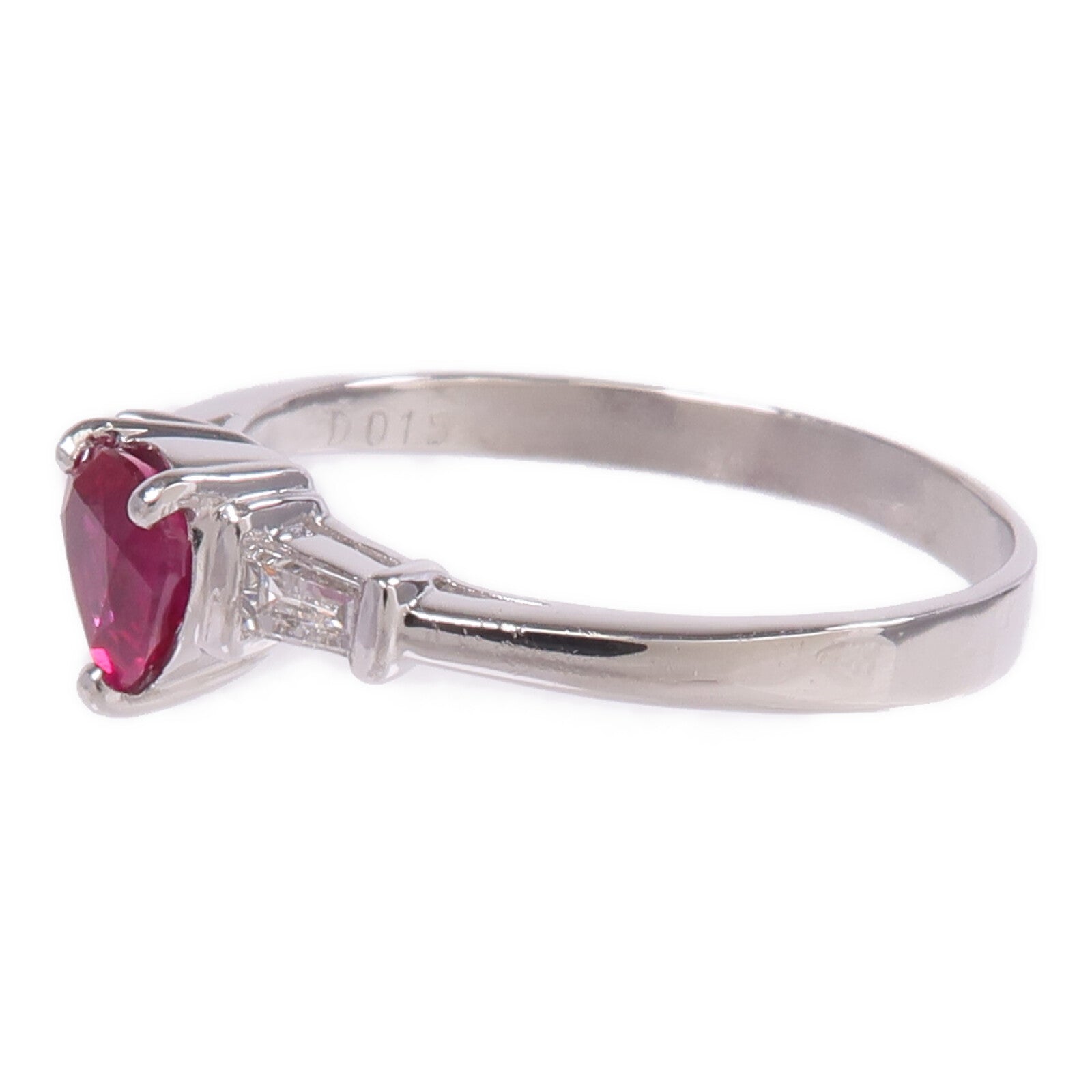 JEWELRY 【激減優惠】PT900鉑金Ruby Diamond Ring紅寶石/鑽石戒指US#8.25