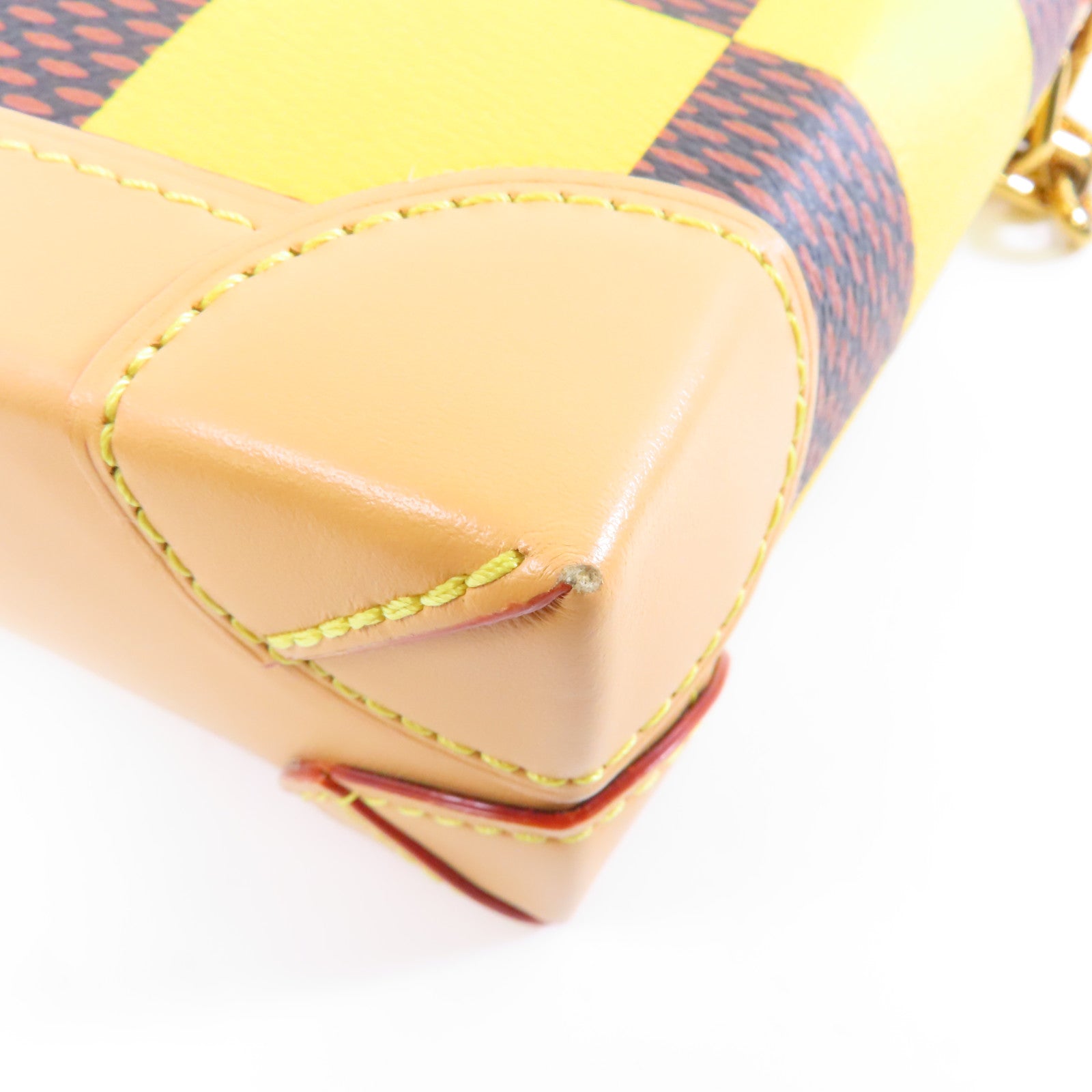 LOUIS VUITTON Damier Pop Nano Steamer金扣手挽肩背兩用袋黃色