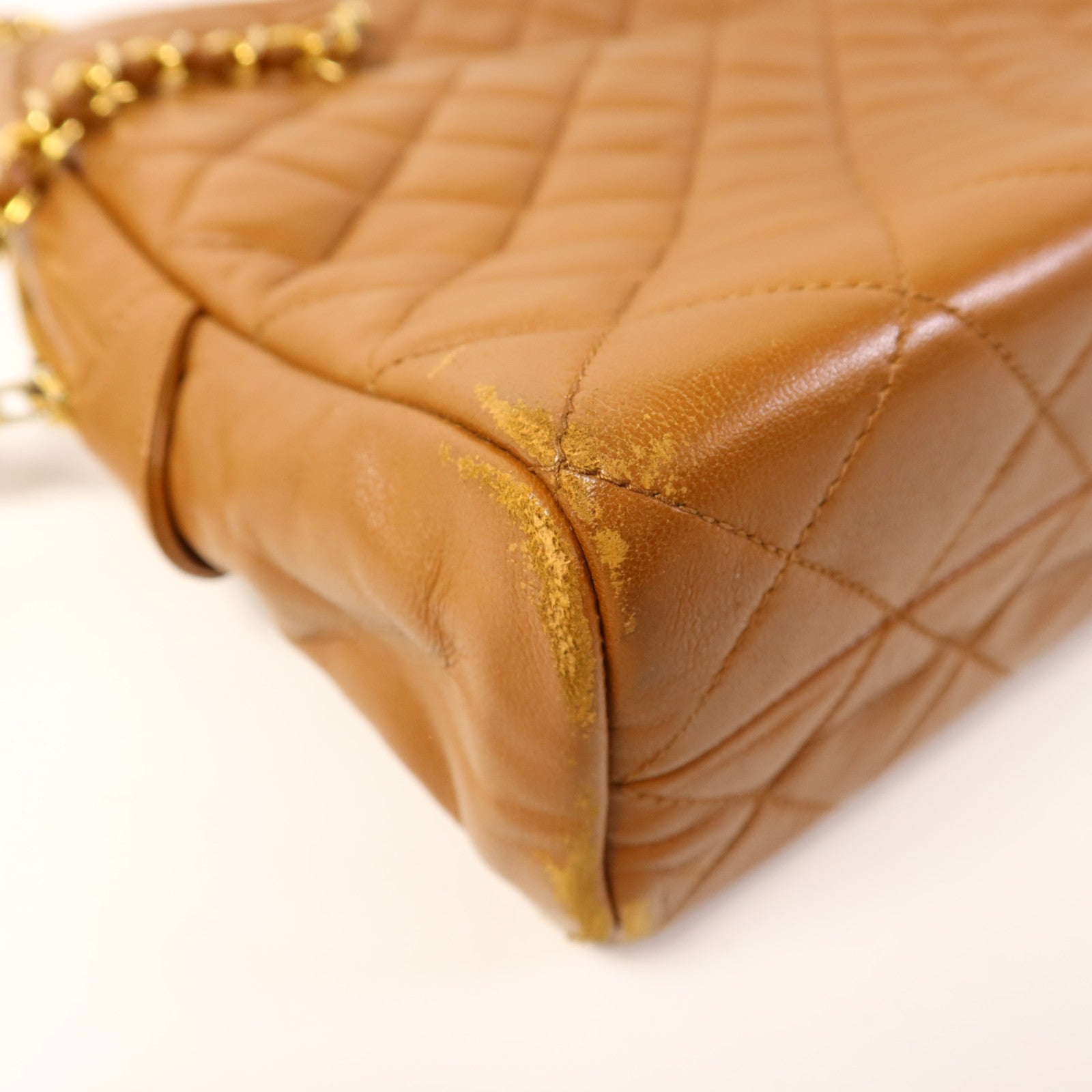 CHANEL 牛皮皮革Vintage Chain Shoulder金扣鏈帶肩背袋