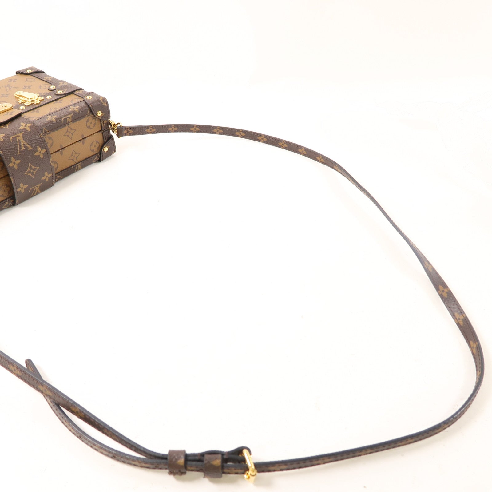 LOUIS VUITTON Monogram Reverse Petite Malle金扣肩背袋棕色