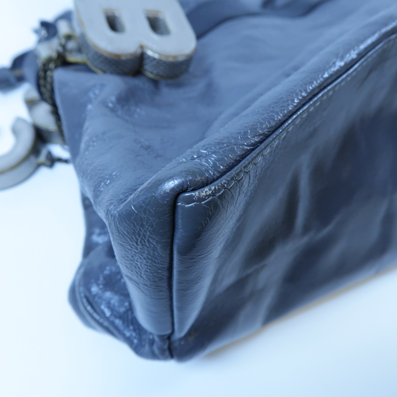 SEE BY CHLOE 【激減優惠】漆皮皮革2 Way Shoulder Bag金扣手挽肩背兩用袋灰色