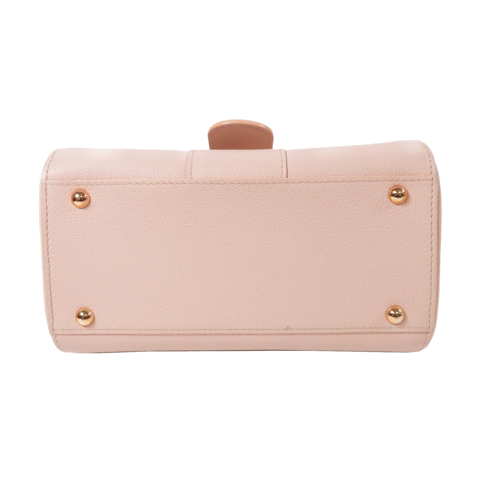 Delvaux 牛皮皮革Mini Brillant金扣手挽肩背兩用袋粉紅色