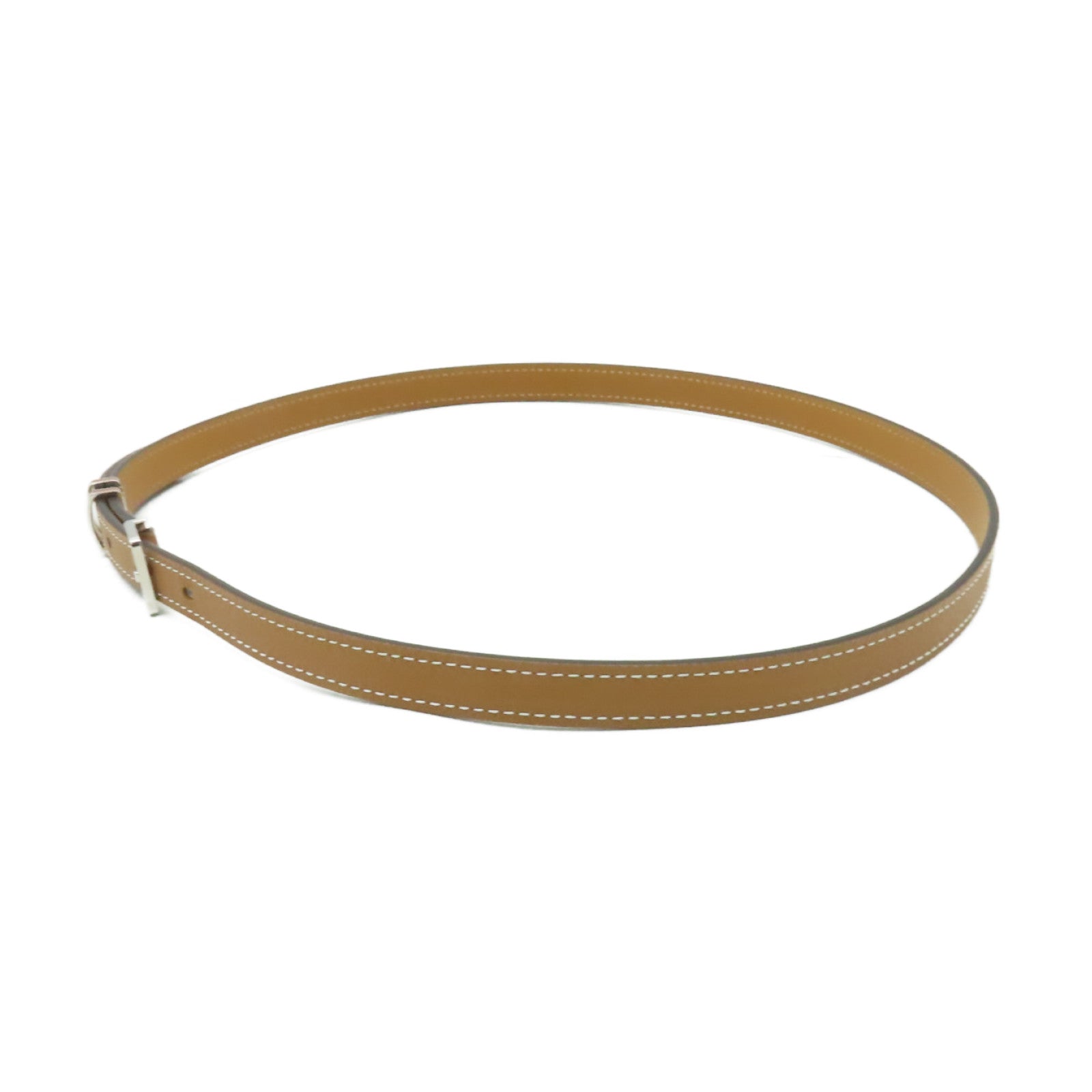 HERMES 【激減優惠】Epsom皮革Pop H Belt銀扣皮帶啡色