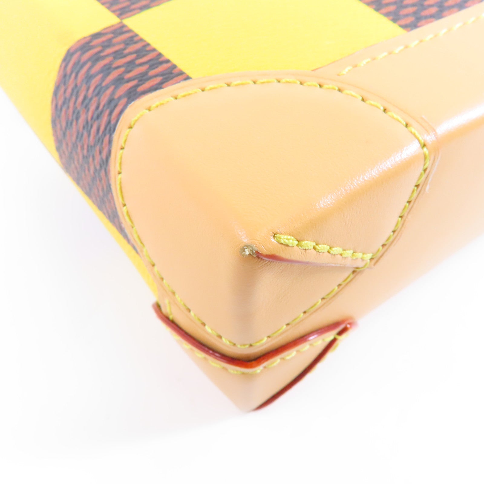 LOUIS VUITTON Damier Pop Nano Steamer金扣手挽肩背兩用袋黃色