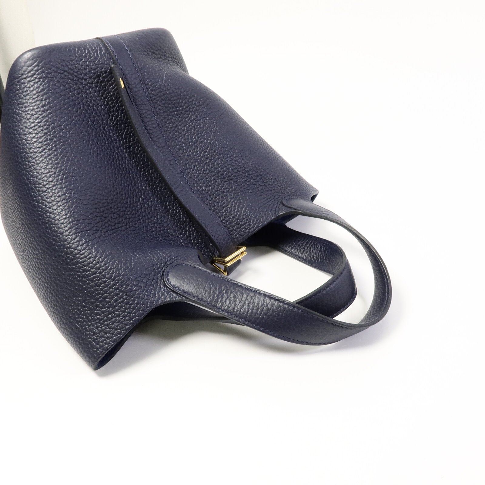 HERMES Clemence皮革Picotin PM手挽袋Bleu Nuit