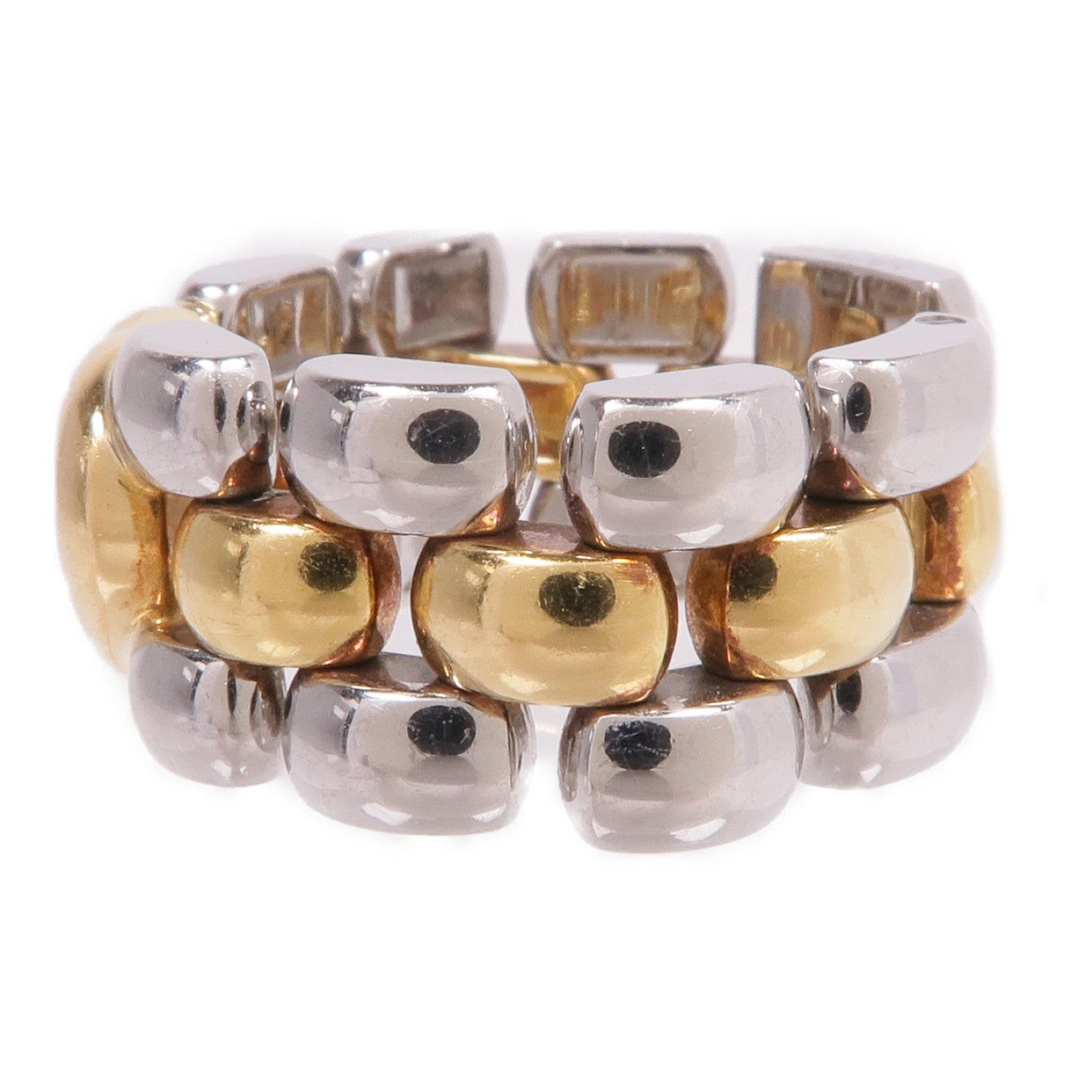 Chopard 18K黃金/不鏽鋼Happy Diamond Ring鑽石戒指US#7