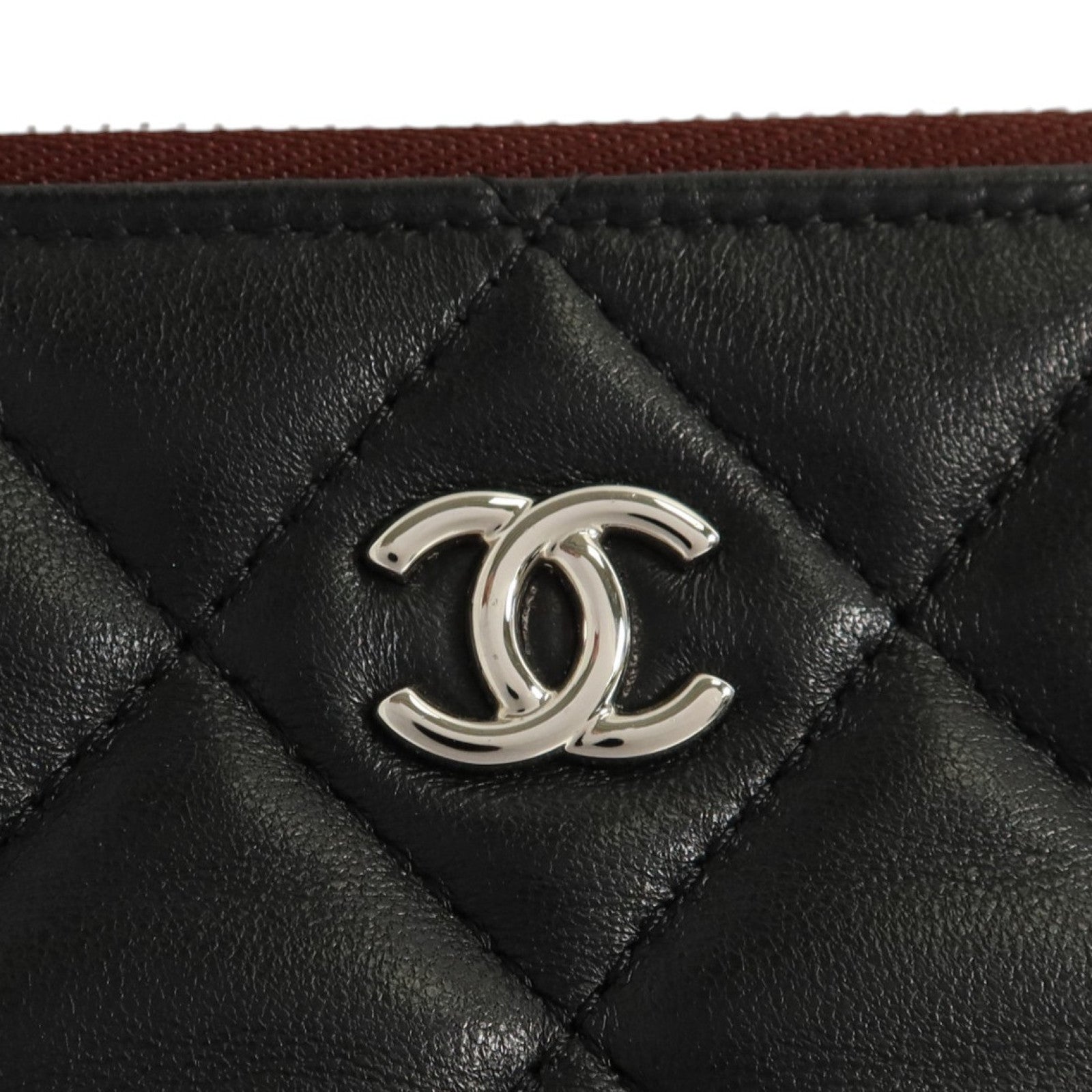 CHANEL 羊皮皮革Clutch銀扣手拿包