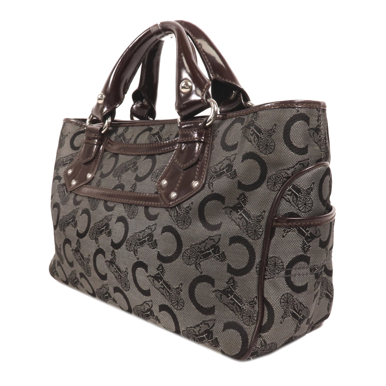 CELINE 帆布Boogie銀扣手挽袋