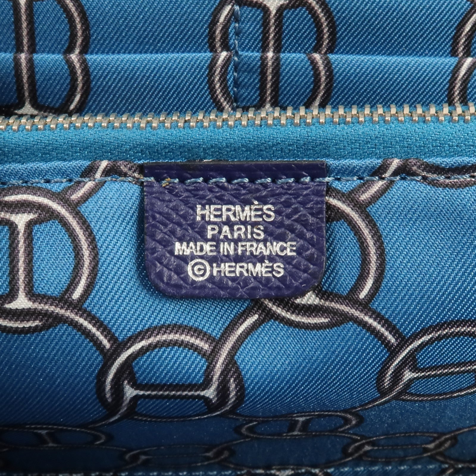 HERMES Epsom皮革Silk In Long Wallet長錢包Bleu Saphir