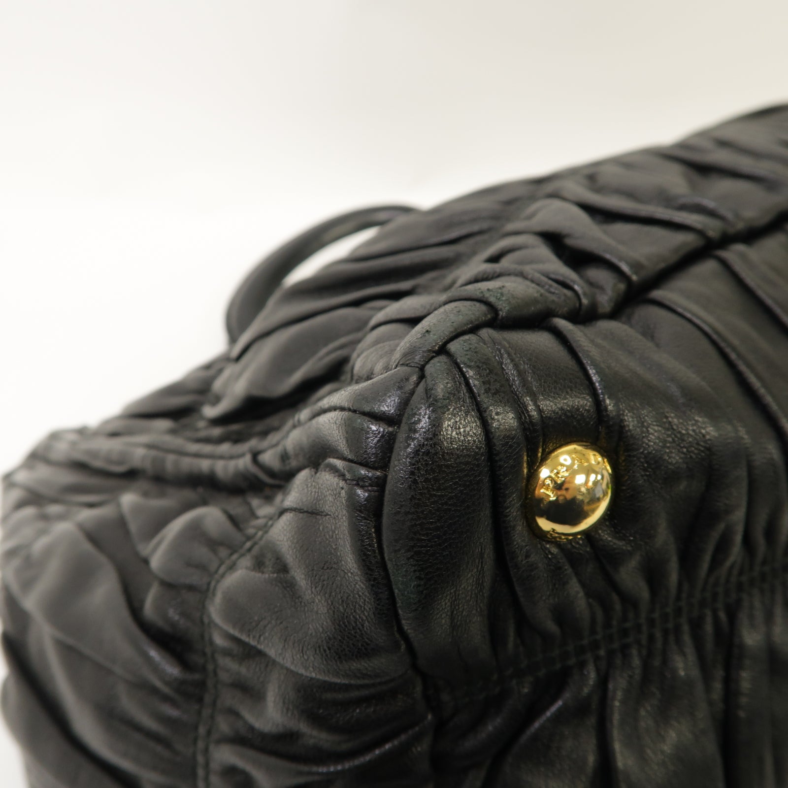 PRADA 牛皮皮革2way Shoulder Bag金扣手挽肩背兩用袋黒色