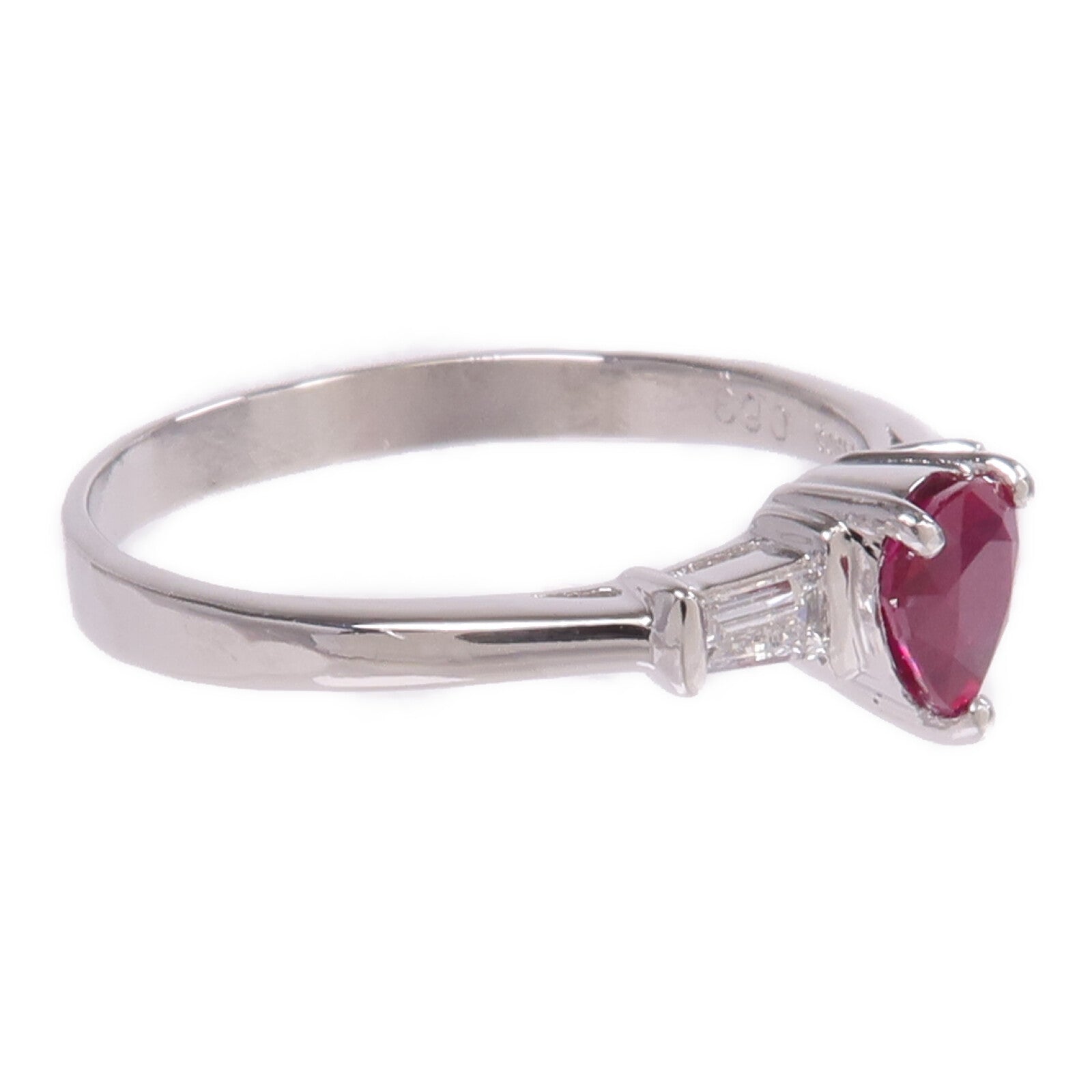 JEWELRY 【激減優惠】PT900鉑金Ruby Diamond Ring紅寶石/鑽石戒指US#8.25
