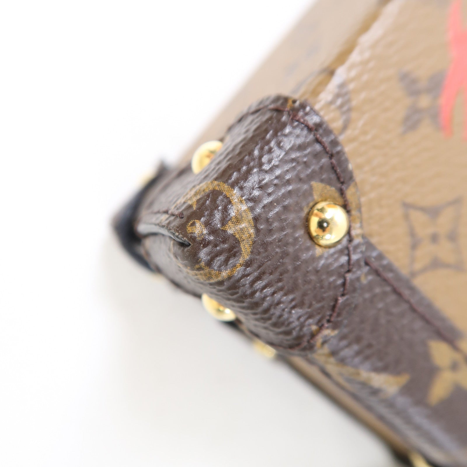LOUIS VUITTON Monogram Reverse Petite Malle金扣肩背袋棕色