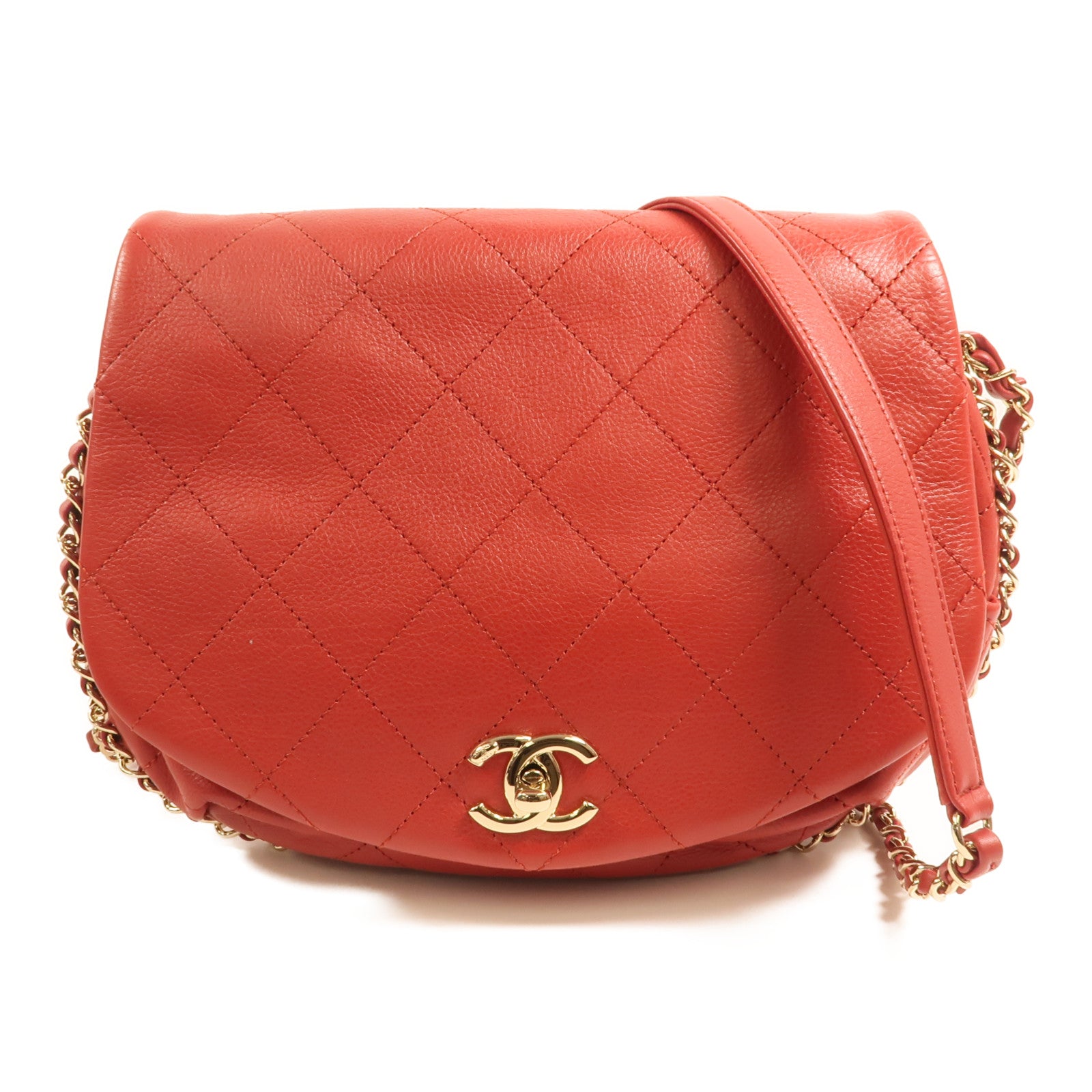 CHANEL 牛皮皮革Chain Around Bag金扣鏈帶肩背袋