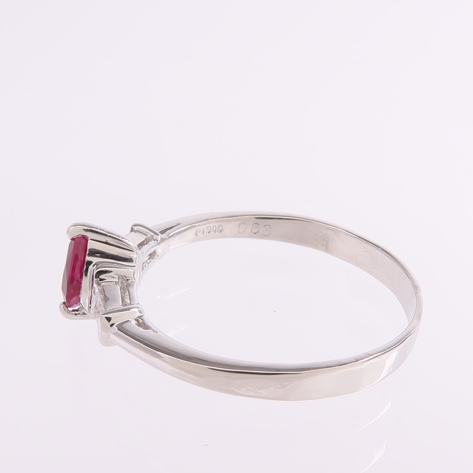 JEWELRY 【激減優惠】PT900鉑金Ruby Diamond Ring紅寶石/鑽石戒指US#8.25