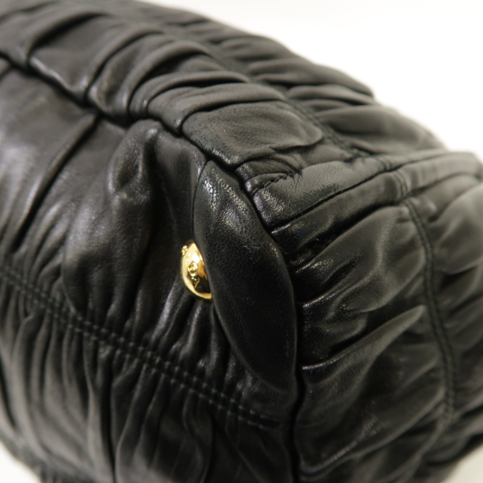 PRADA 牛皮皮革2way Shoulder Bag金扣手挽肩背兩用袋黒色