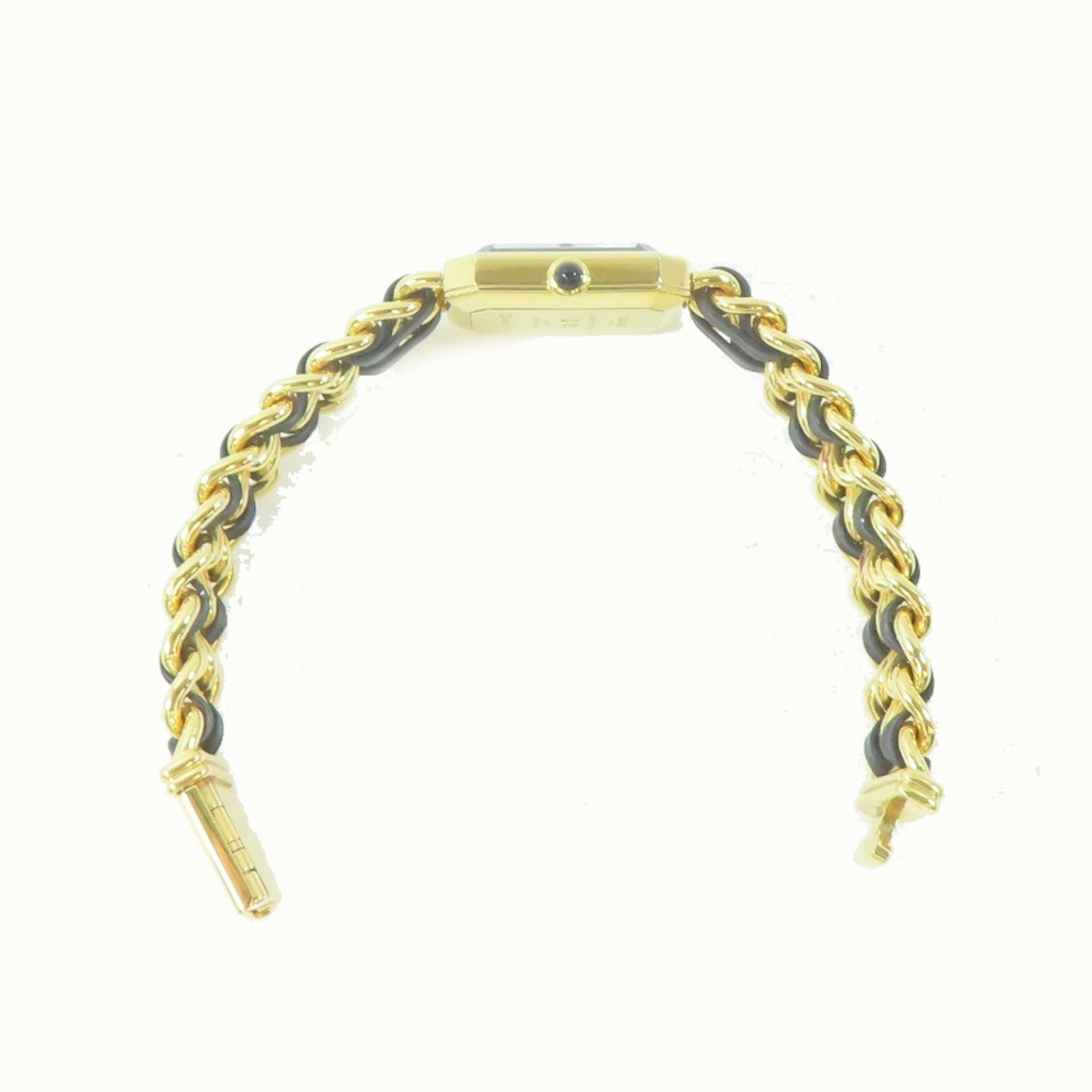 CHANEL Premiere M鍍金/皮革手錶石英機芯黑色#15cm