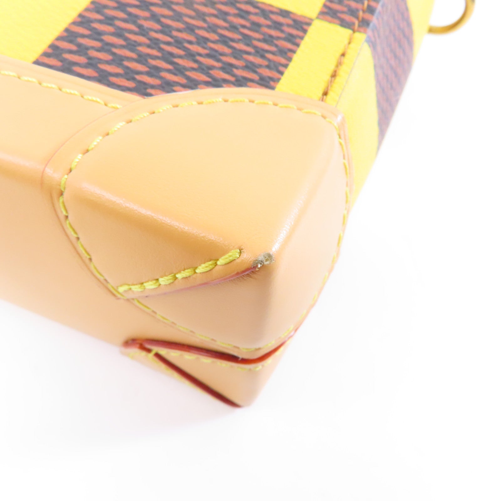 LOUIS VUITTON Damier Pop Nano Steamer金扣手挽肩背兩用袋黃色
