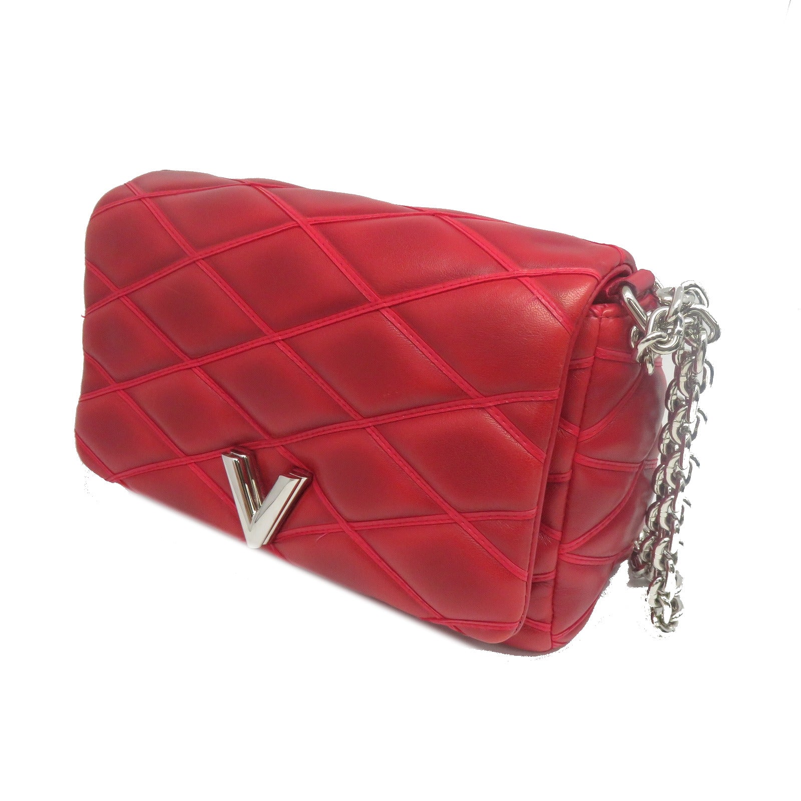 LOUIS VUITTON **【清倉大減價】Malletage Go-14 PM銀扣鏈帶肩背袋紅色
