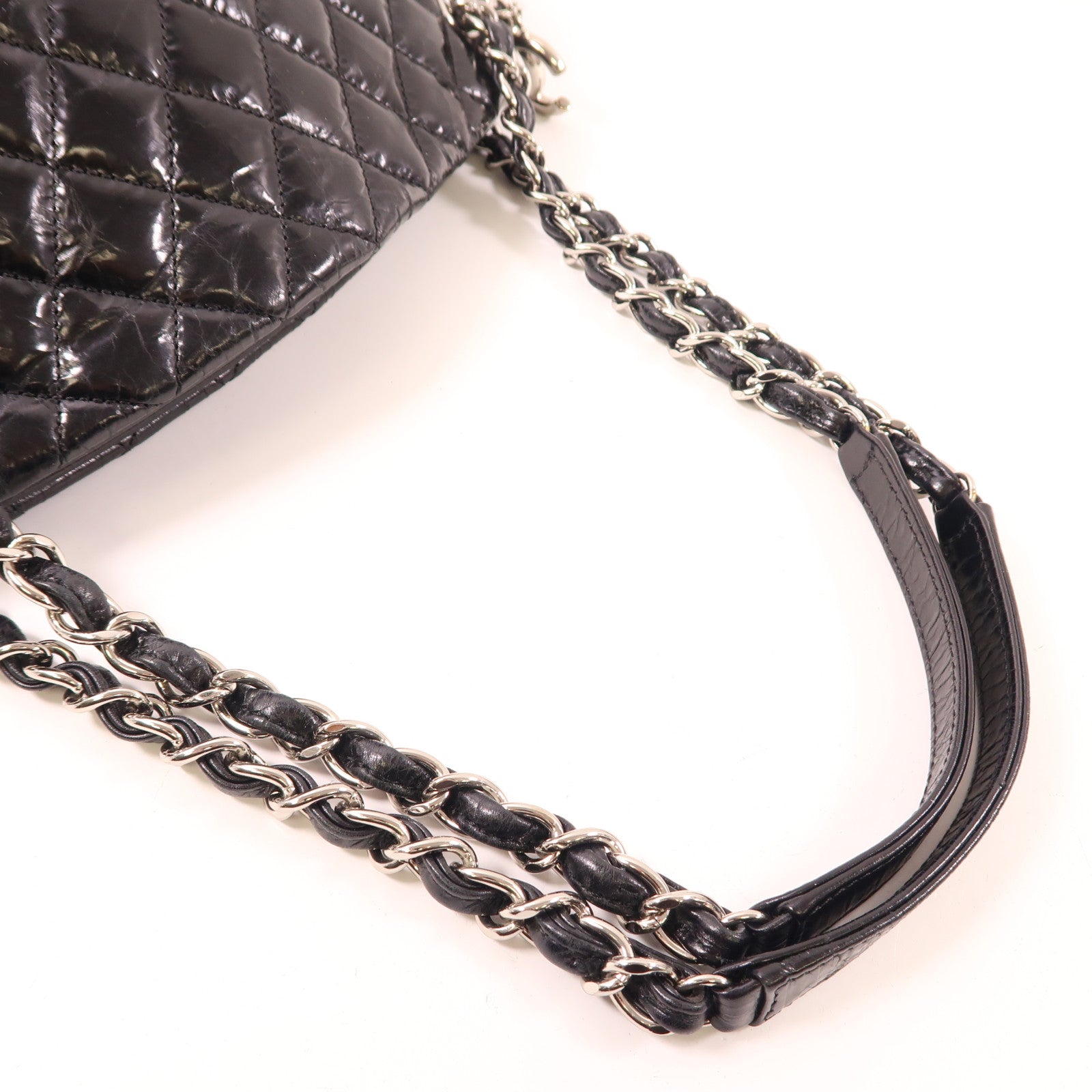 CHANEL 牛皮皮革Chain Shoulder銀扣肩背袋