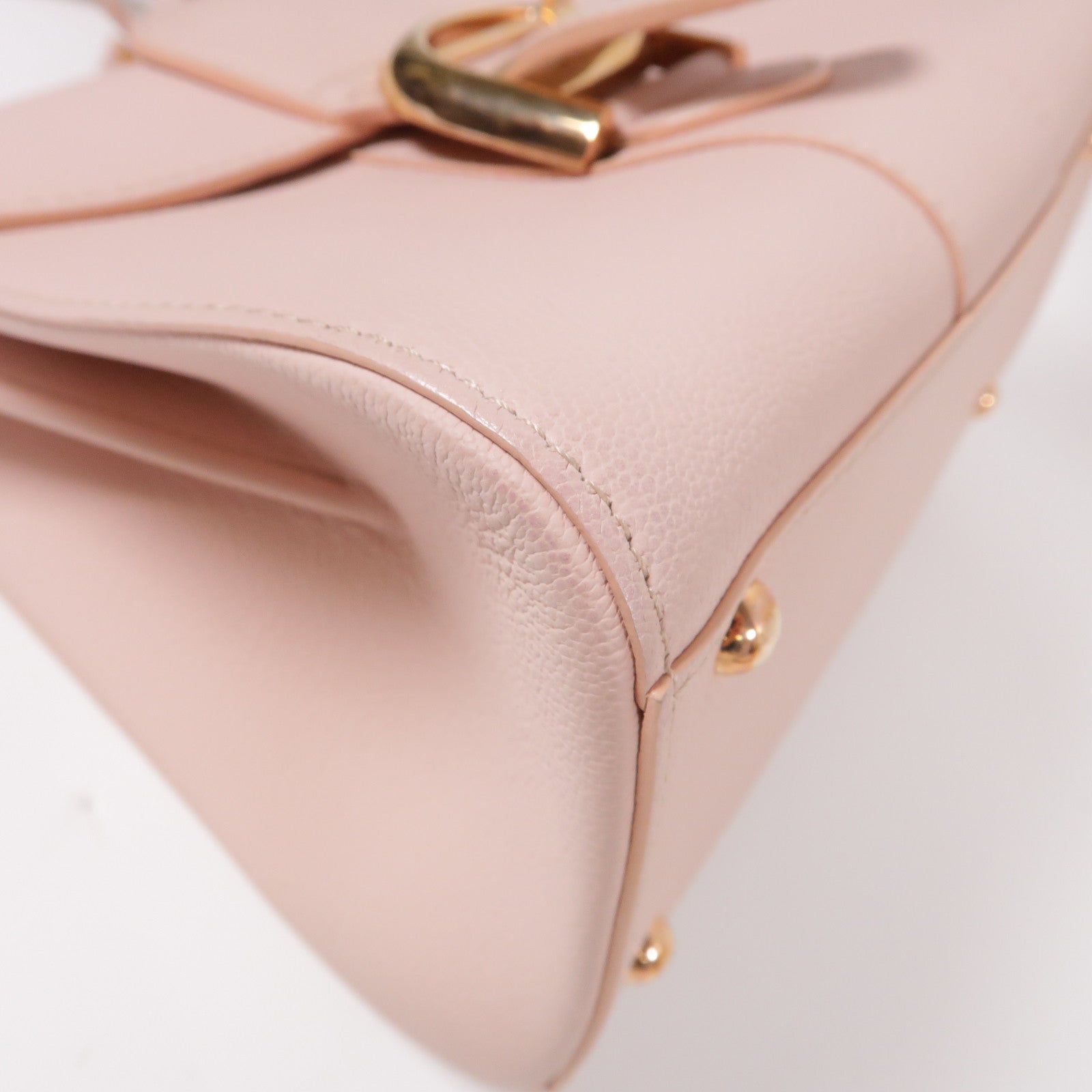 Delvaux 牛皮皮革Mini Brillant金扣手挽肩背兩用袋粉紅色