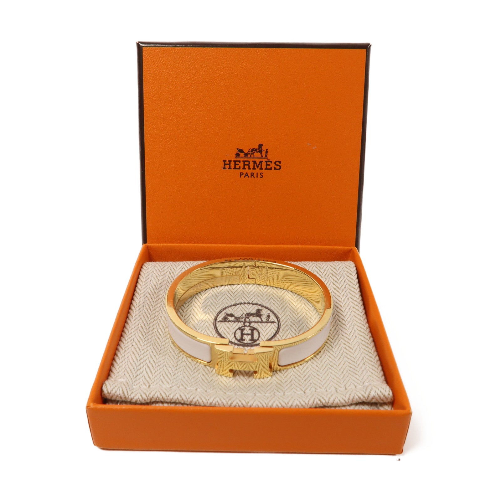 HERMES 金屬Clic H手鐲白色