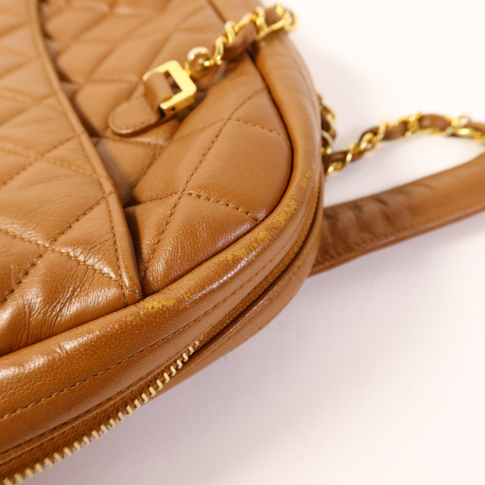 CHANEL 牛皮皮革Vintage Chain Shoulder金扣鏈帶肩背袋