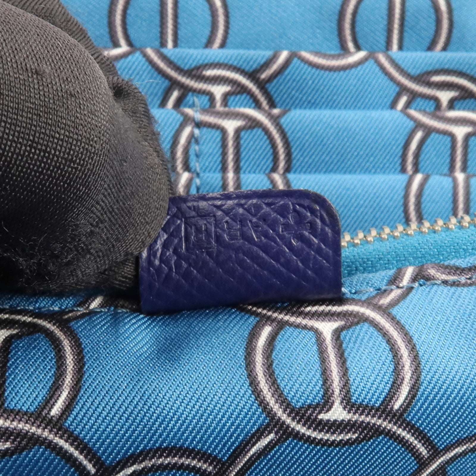 HERMES Epsom皮革Silk In Long Wallet長錢包Bleu Saphir