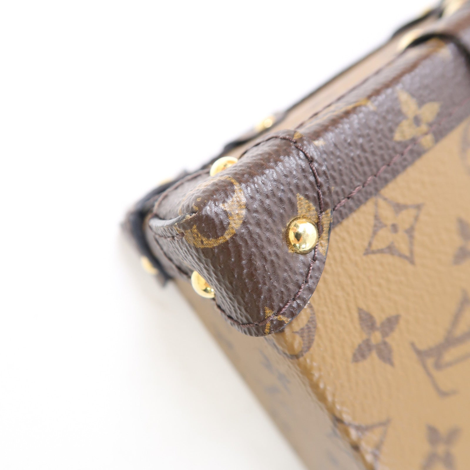 LOUIS VUITTON Monogram Reverse Petite Malle金扣肩背袋棕色