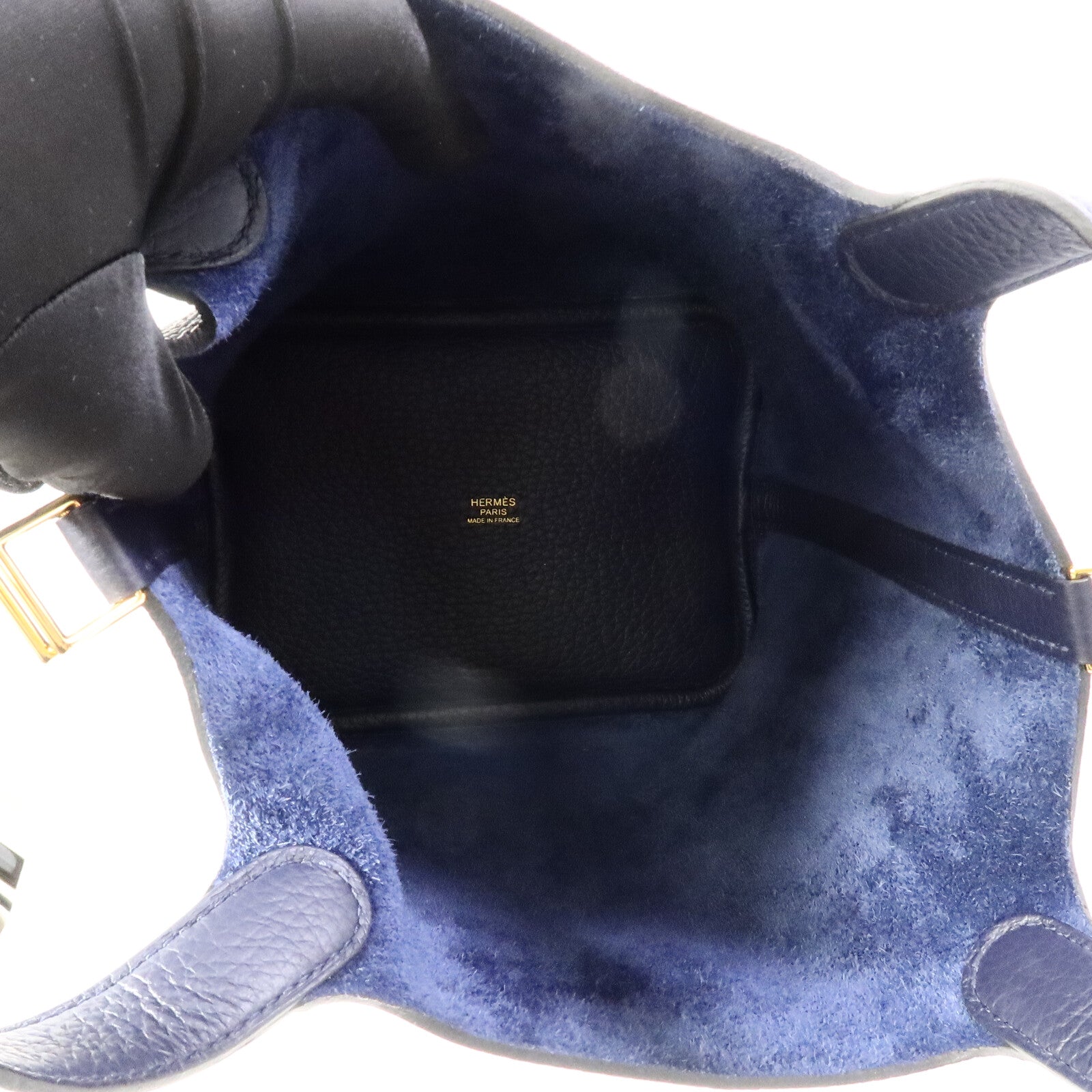 HERMES Clemence皮革Picotin PM手挽袋Bleu Nuit