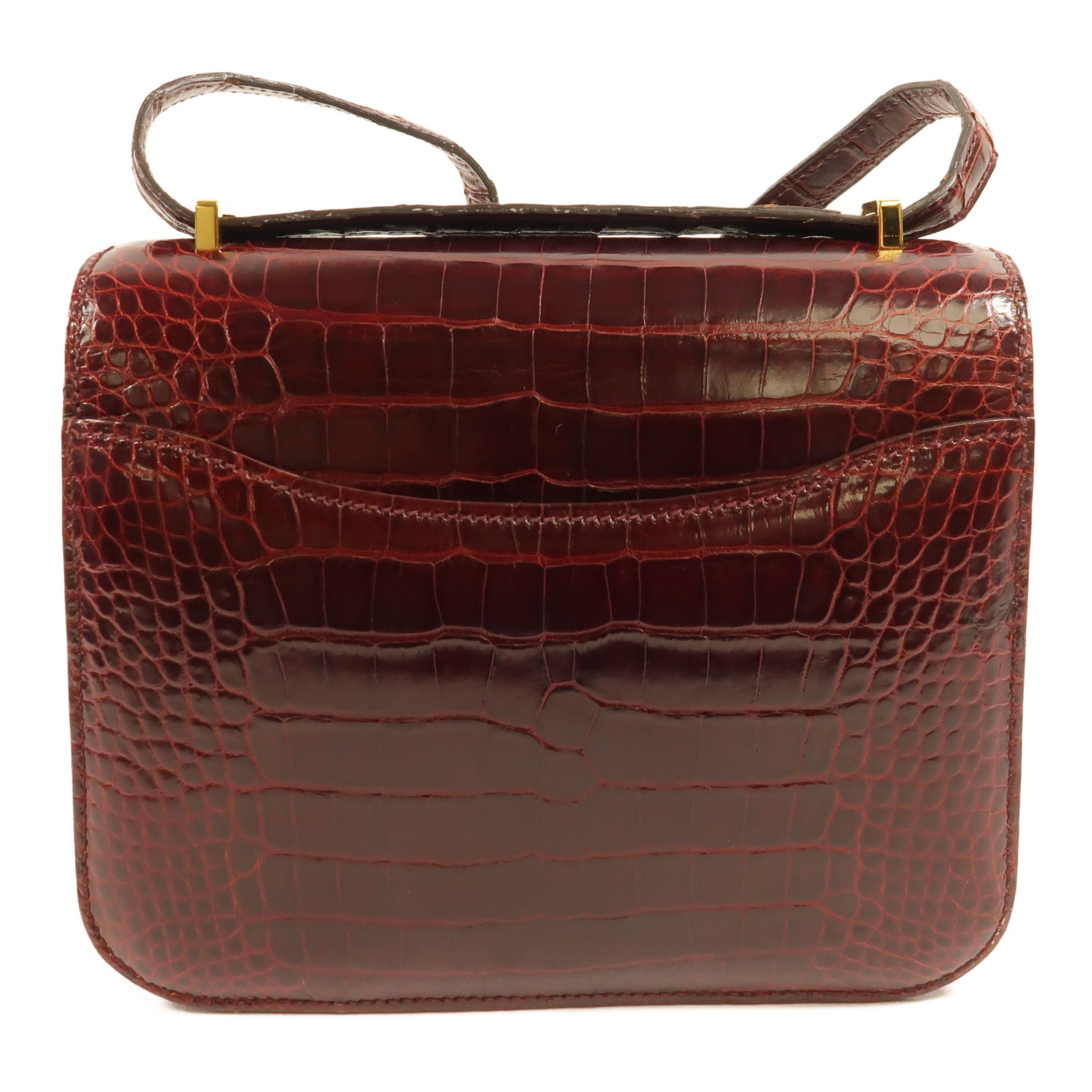 HERMES 鱷魚/蜥蜴皮革Constance Mini肩背袋Bourgogne/Rouge Move