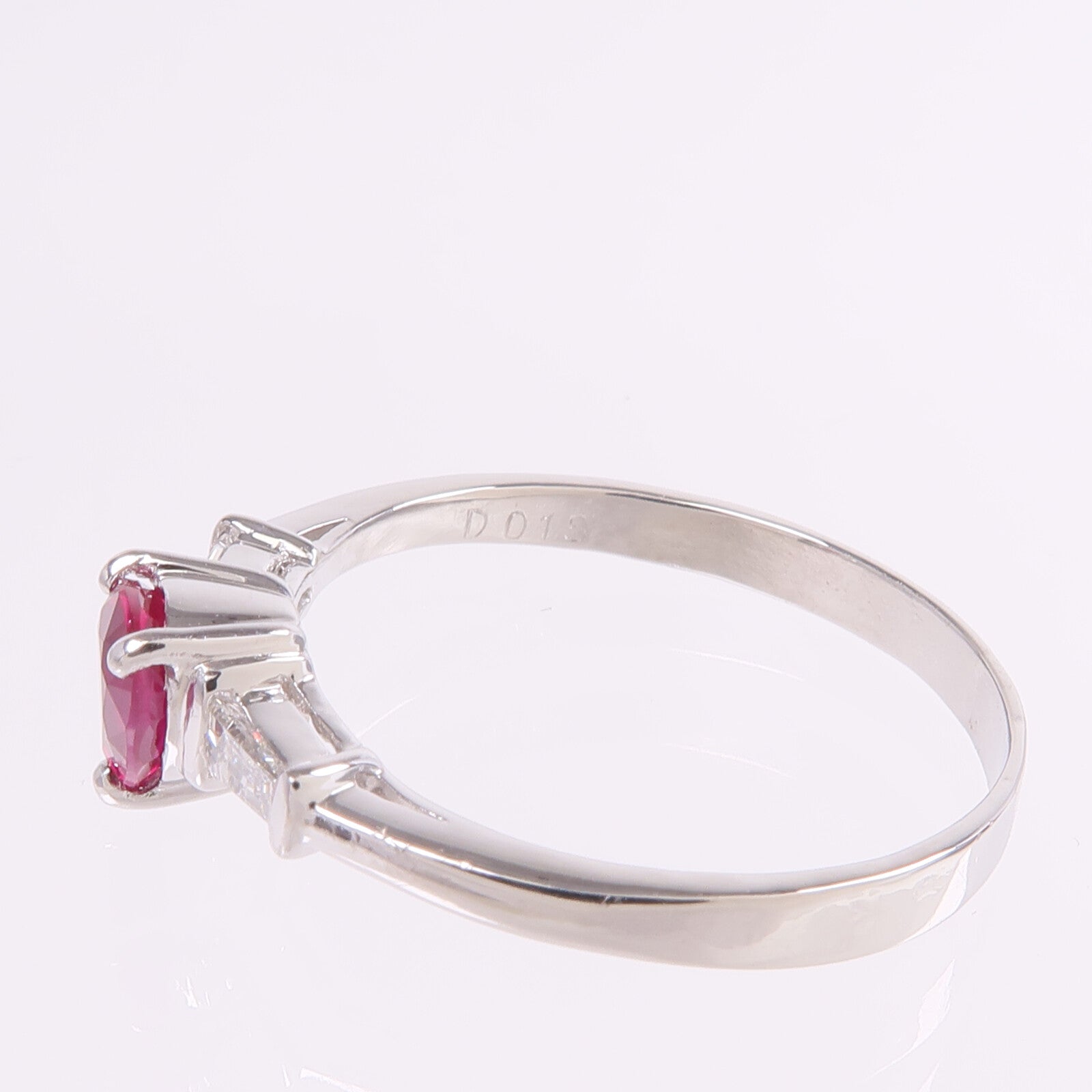 JEWELRY 【激減優惠】PT900鉑金Ruby Diamond Ring紅寶石/鑽石戒指US#8.25