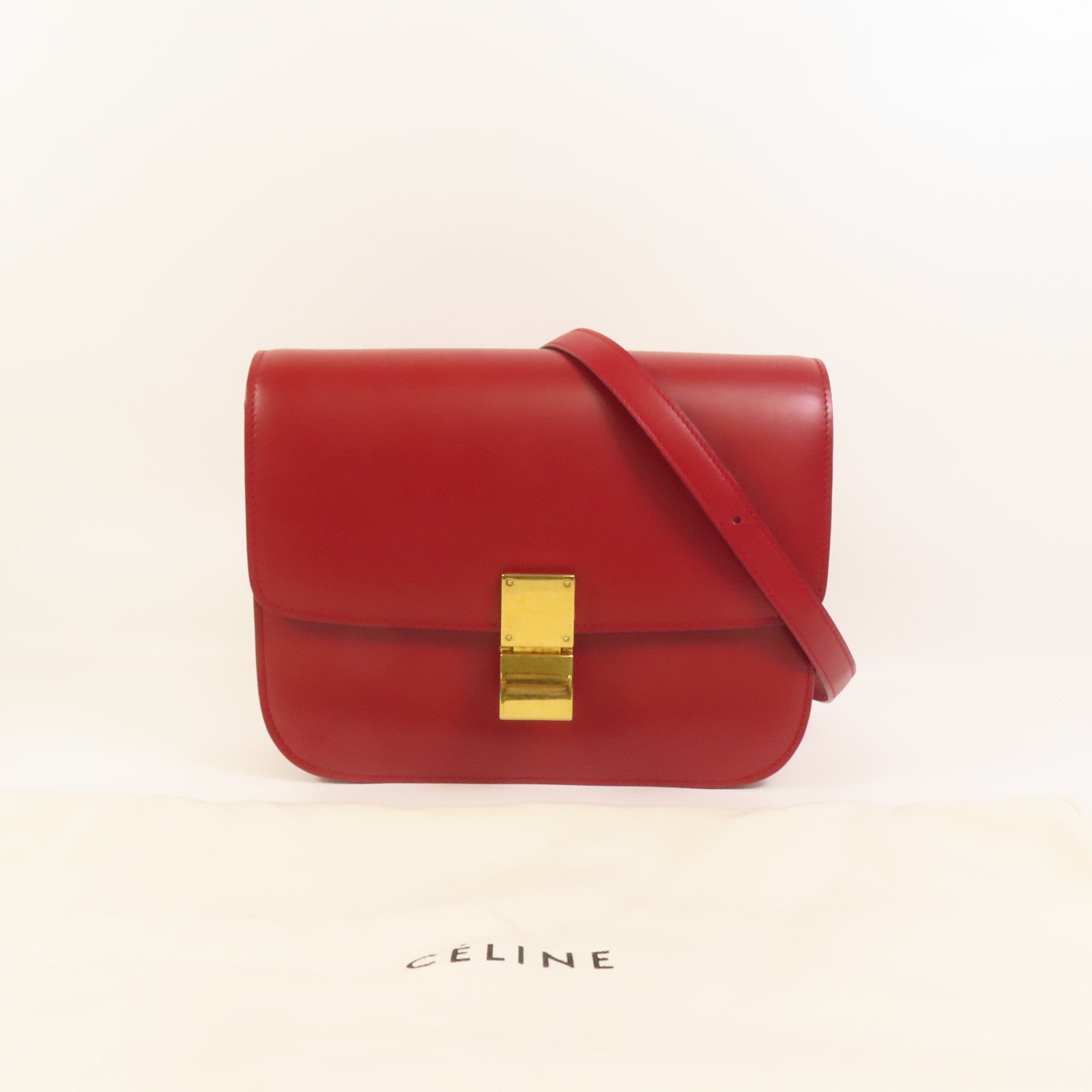 CELINE 牛皮皮革Classic Bag Medium金扣肩背袋