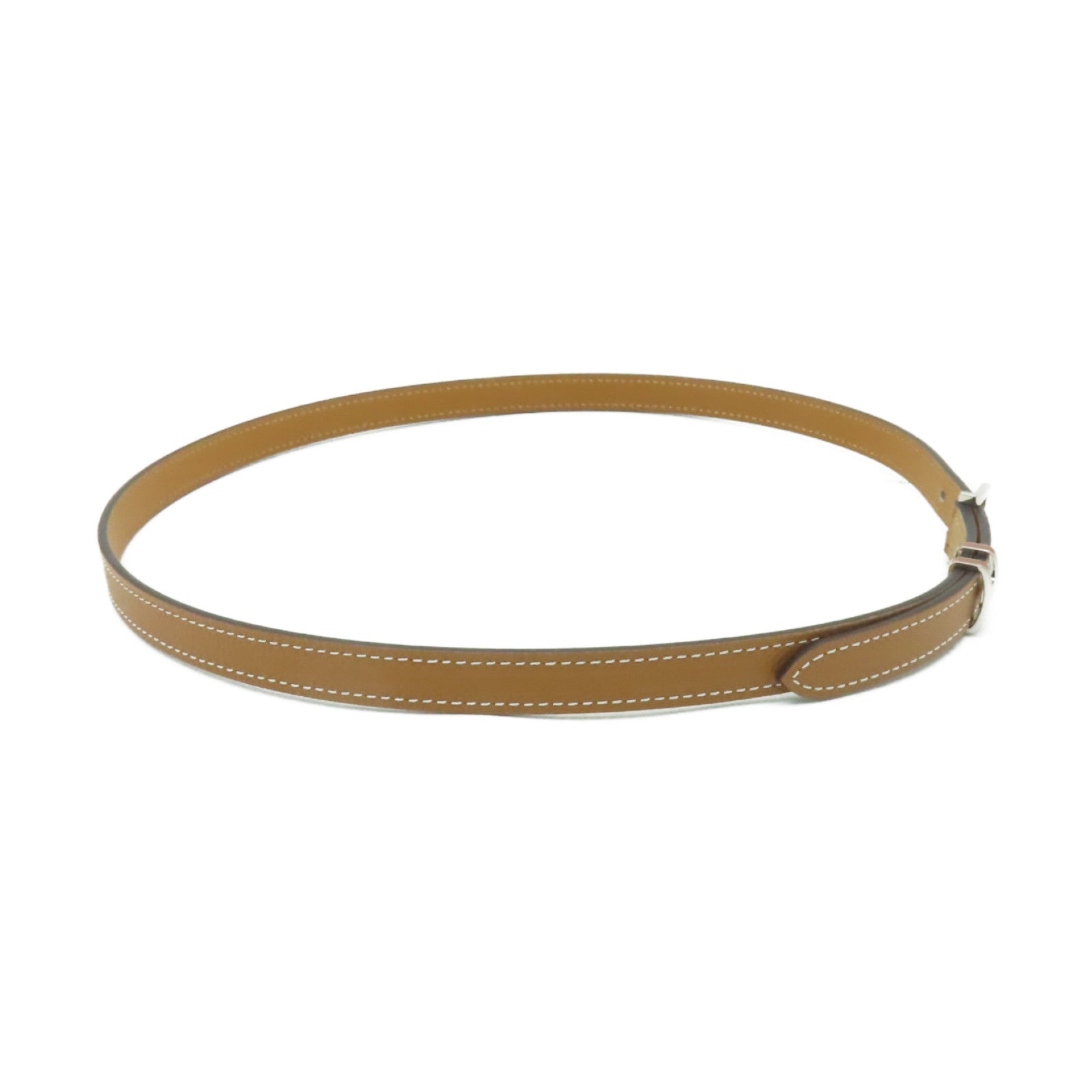 HERMES 【激減優惠】Epsom皮革Pop H Belt銀扣皮帶啡色