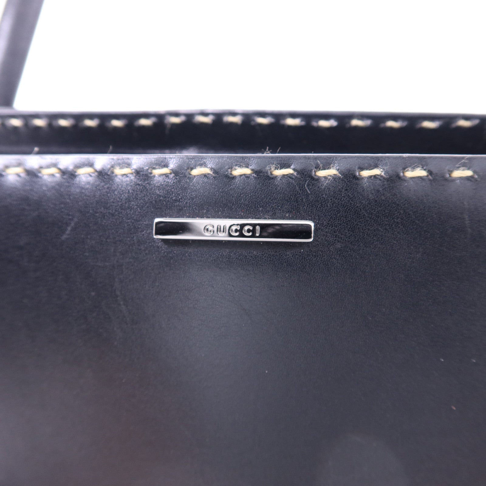 GUCCI 牛皮皮革Handbag銀扣手挽袋
