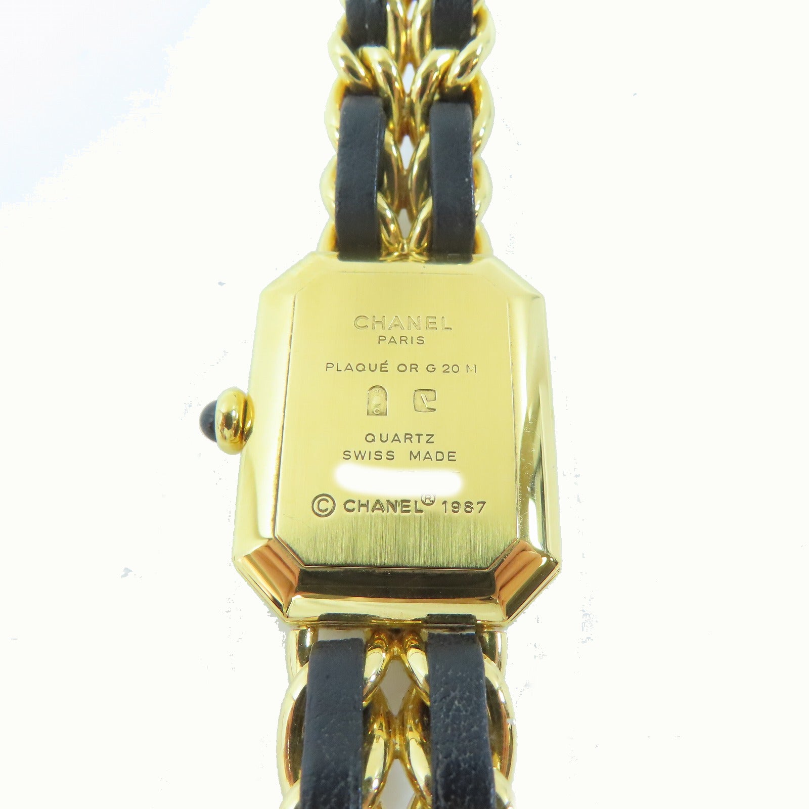 CHANEL Premiere M鍍金/皮革手錶石英機芯黑色#15cm