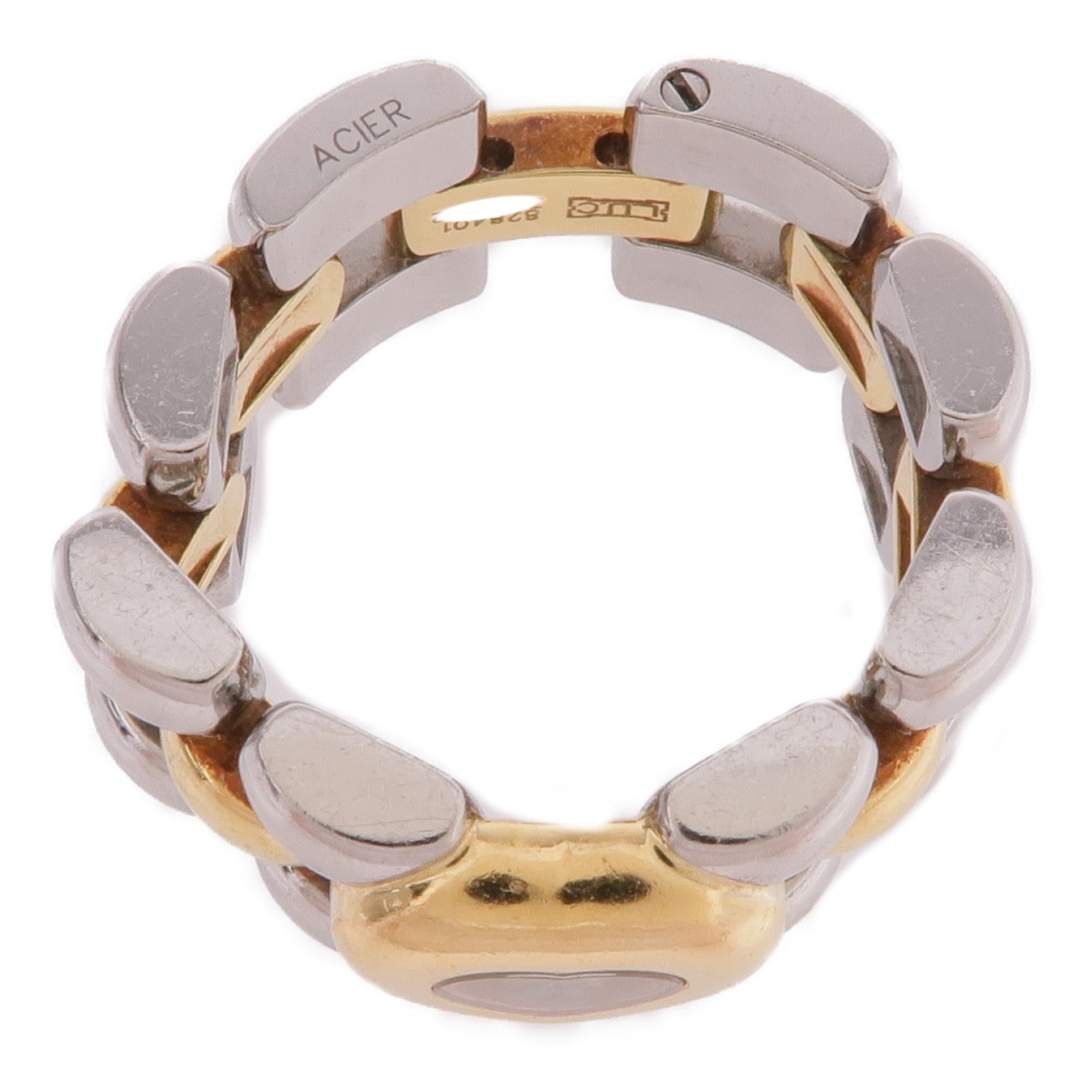 Chopard 18K黃金/不鏽鋼Happy Diamond Ring鑽石戒指US#7