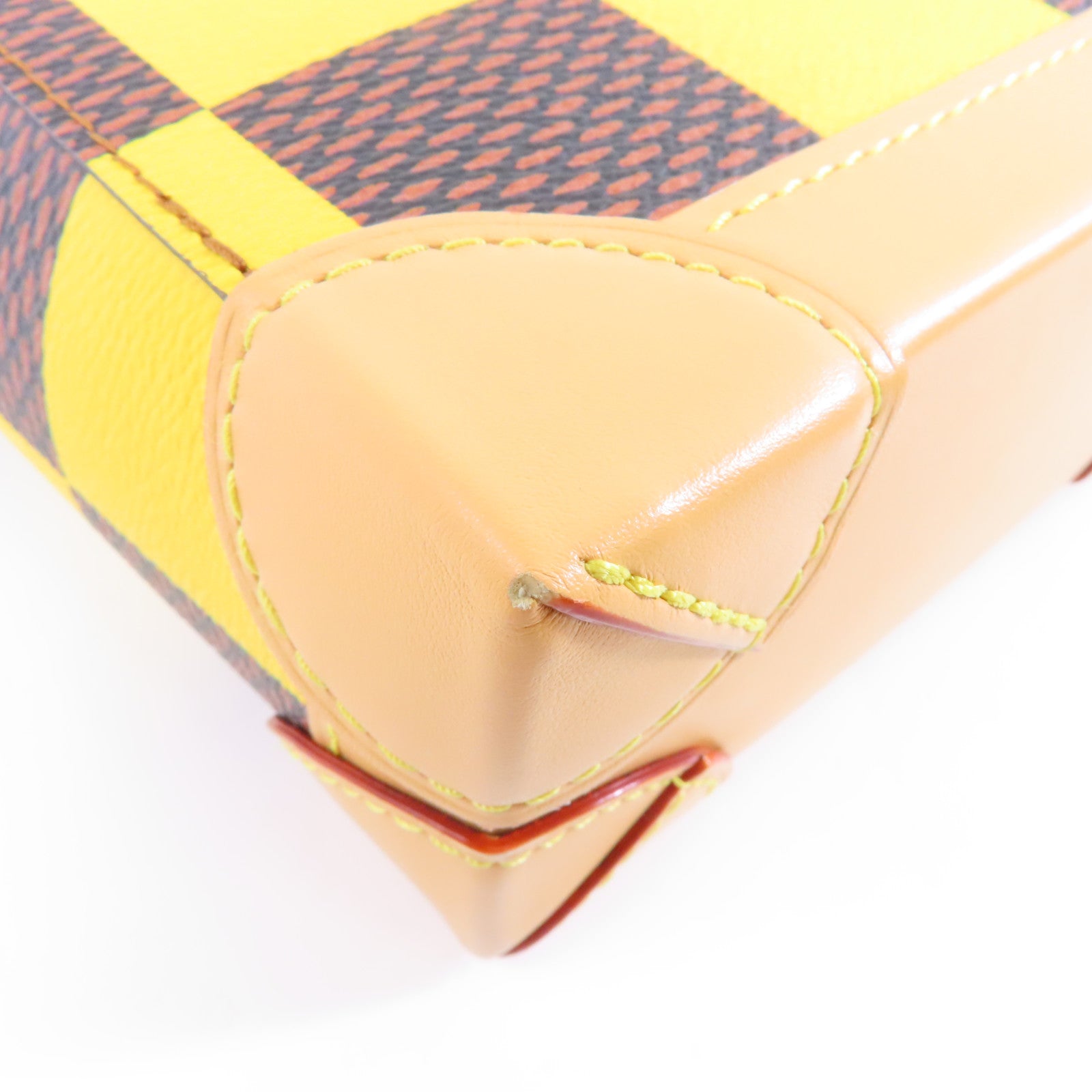 LOUIS VUITTON Damier Pop Nano Steamer金扣手挽肩背兩用袋黃色