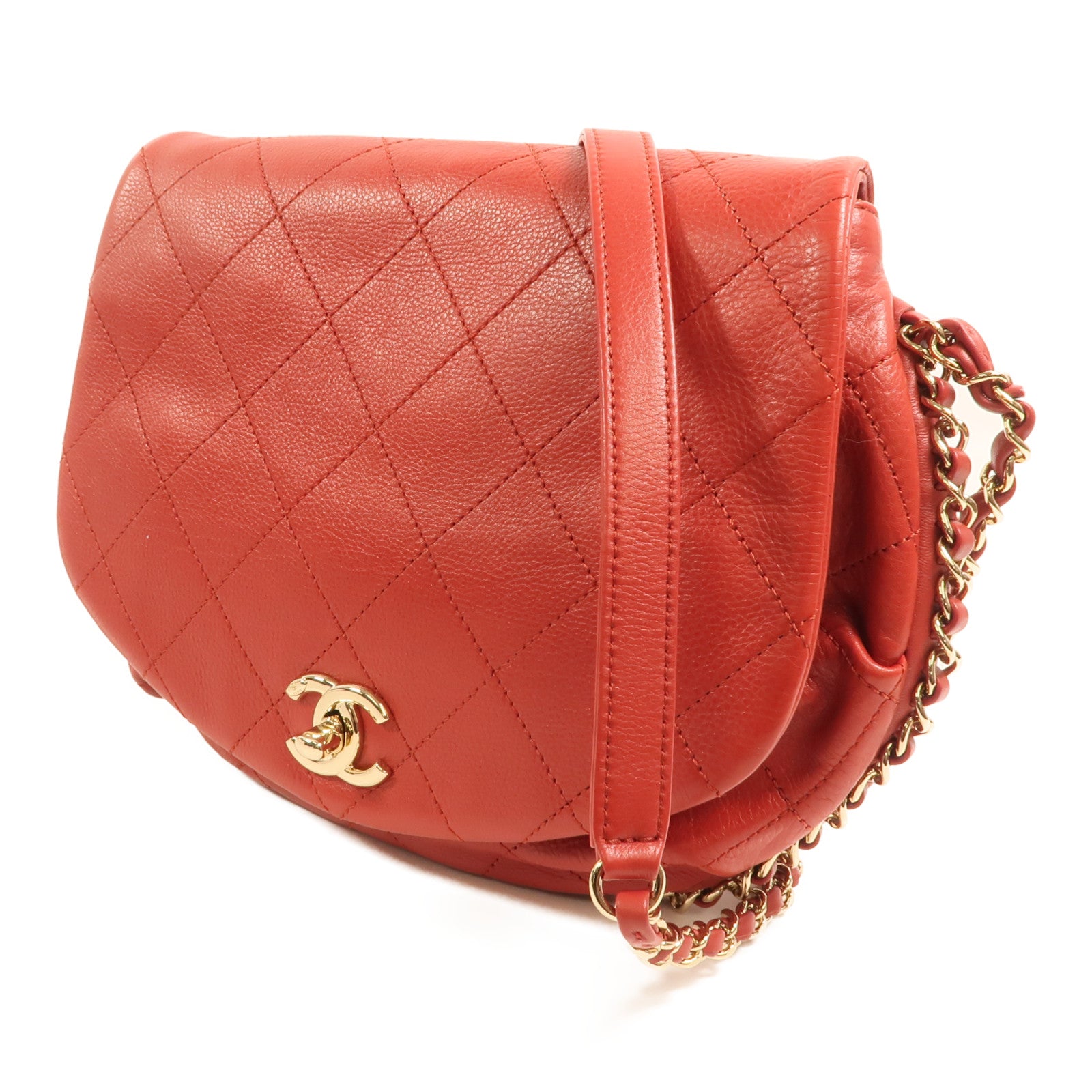 CHANEL 牛皮皮革Chain Around Bag金扣鏈帶肩背袋