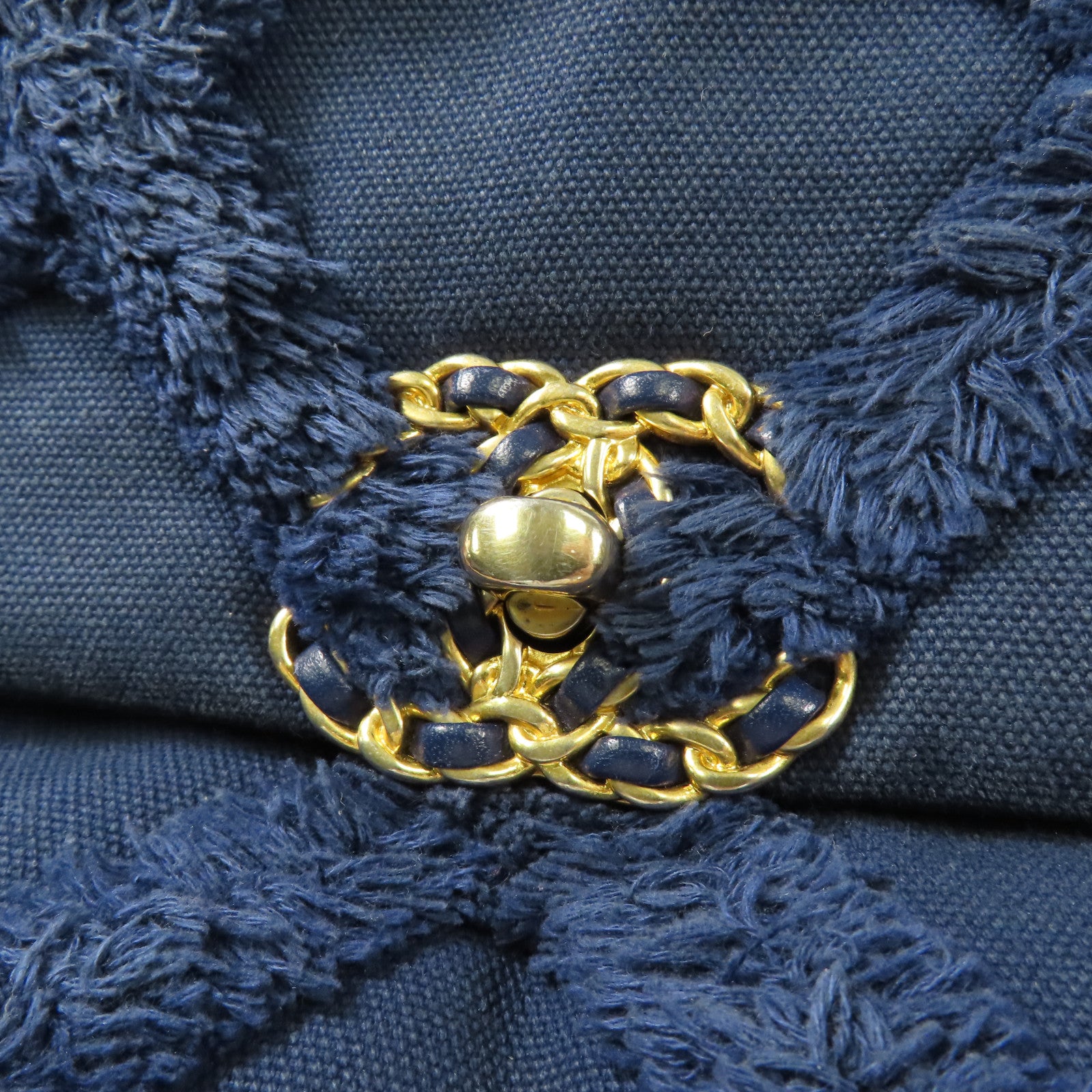 CHANEL 帆布Chanel 19金扣鏈帶手挽肩背兩用袋