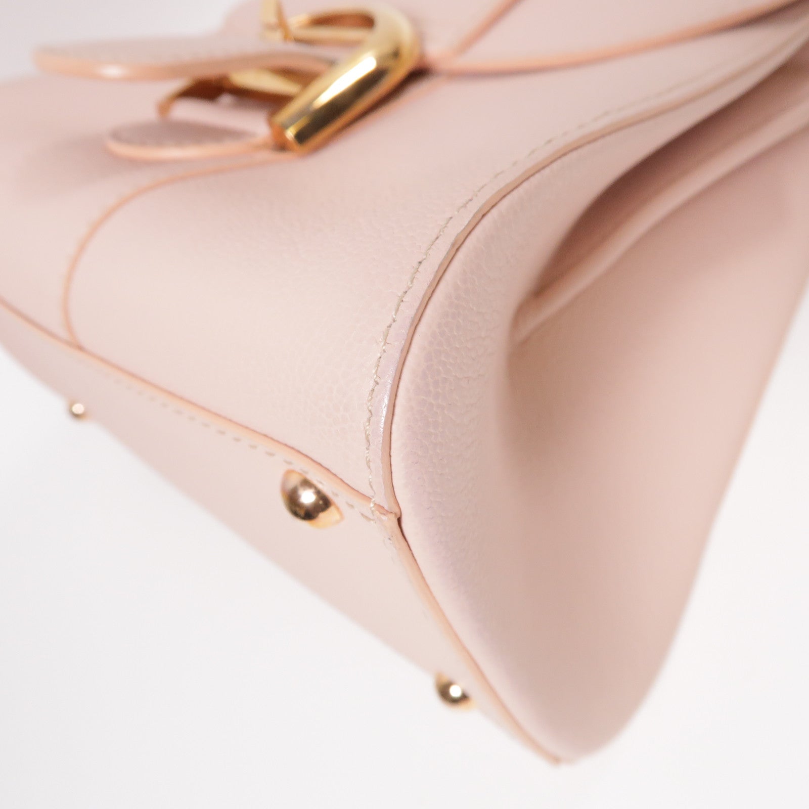 Delvaux 牛皮皮革Mini Brillant金扣手挽肩背兩用袋粉紅色